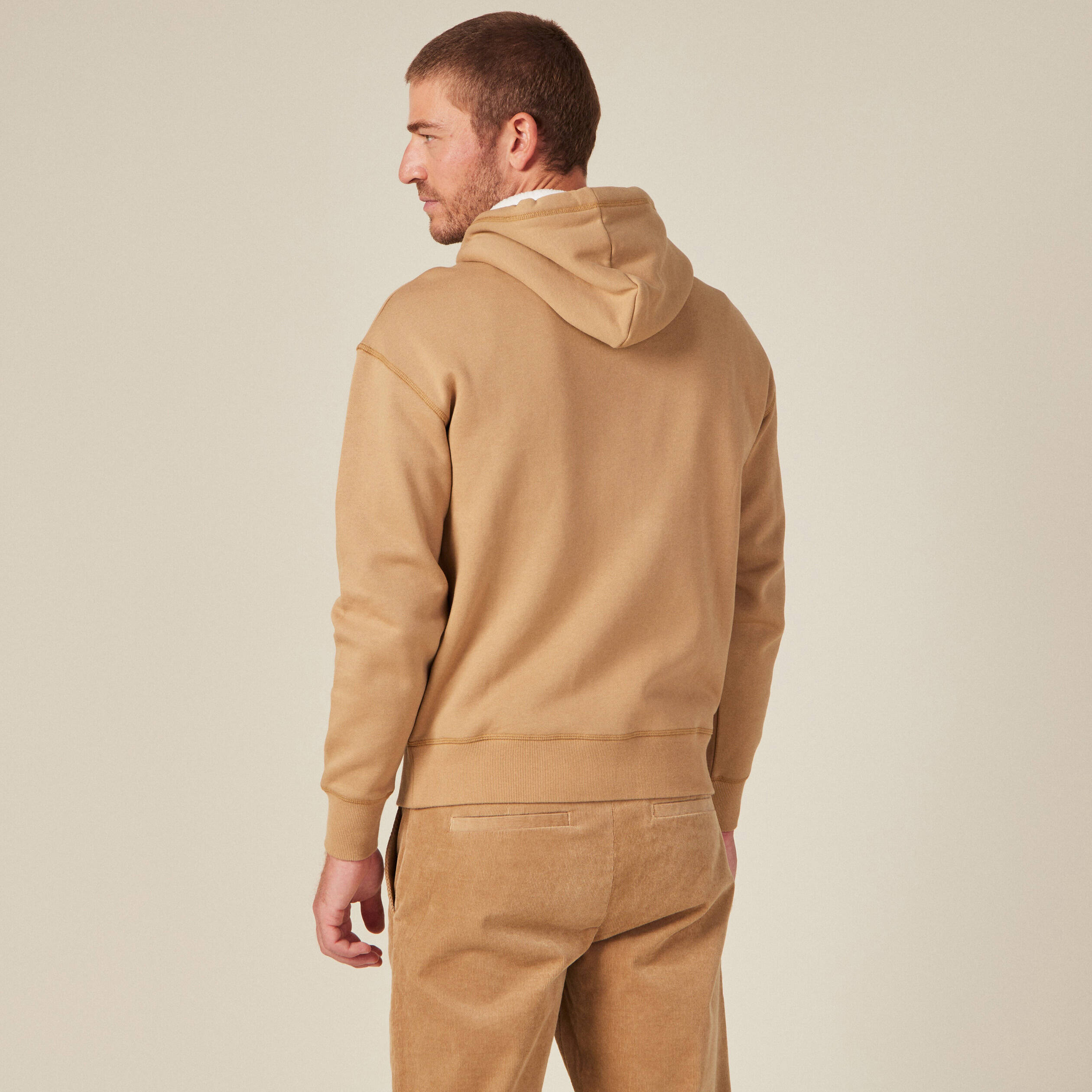 Sweat à capuche fourrée beige homme