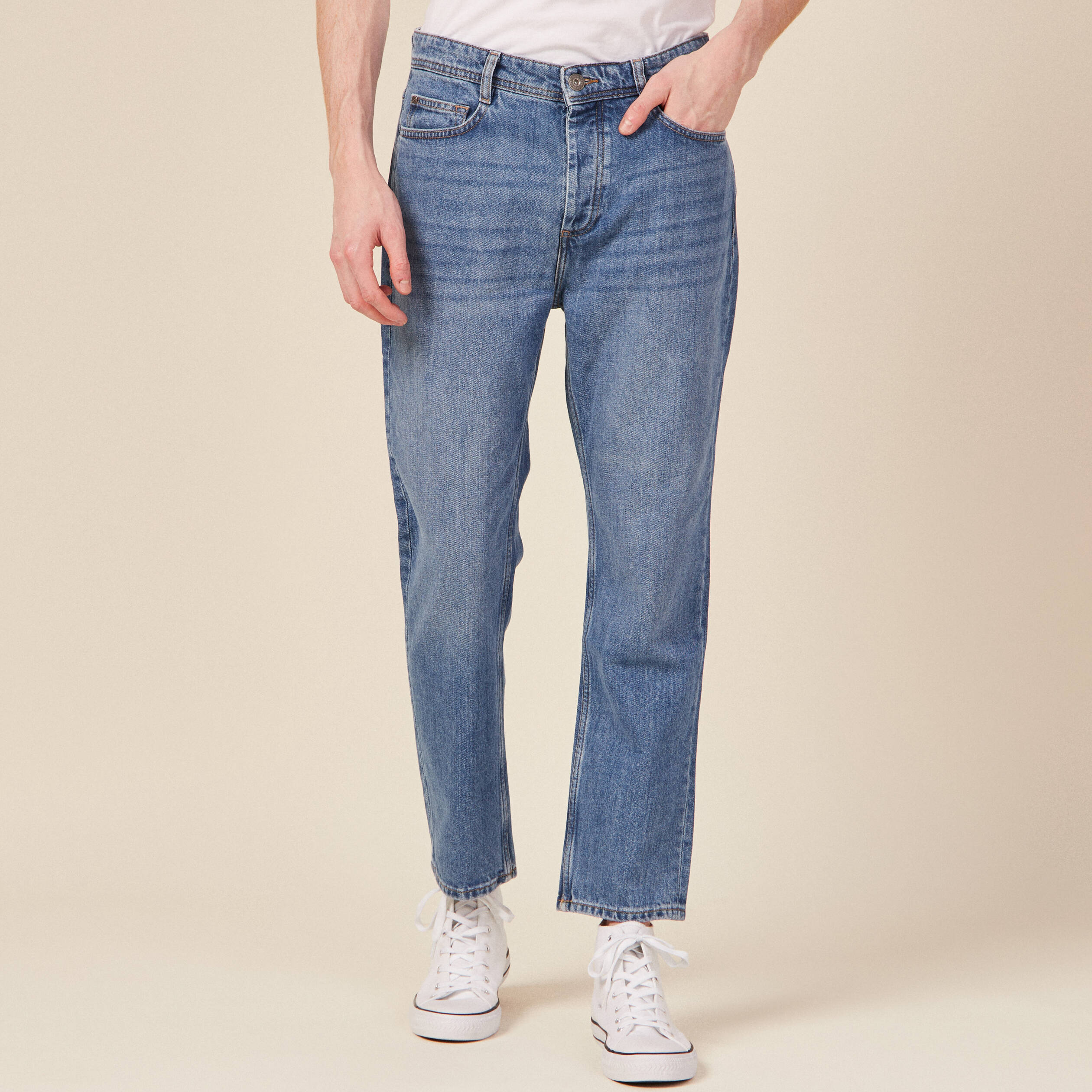 Jeans straight tapered denim used homme
