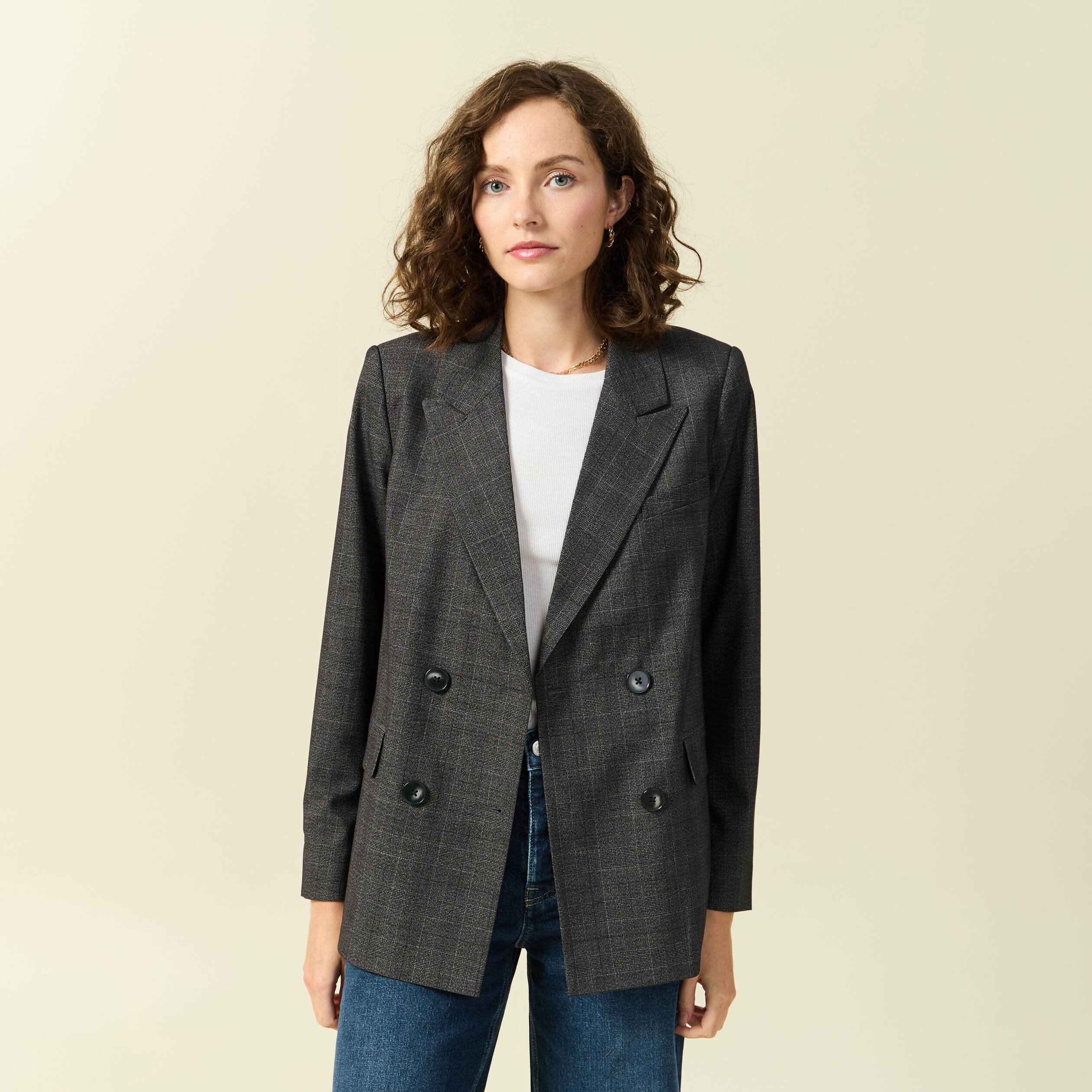 veste oversize manches longues doublee gris fonce femme Veste oversize manches longues doublée gris foncé femme