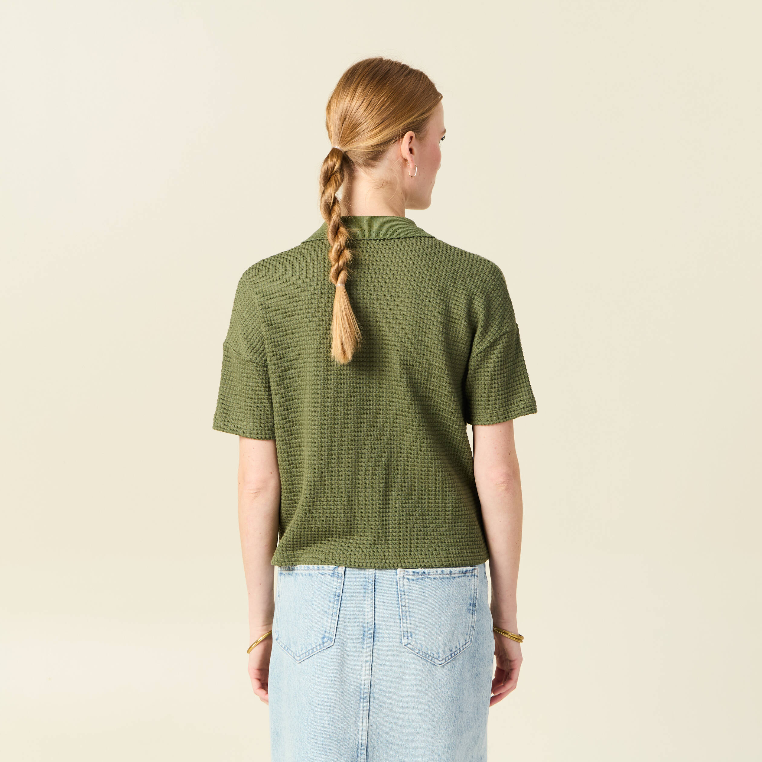 polo en maille vert kaki femme Polo en maille vert kaki femme