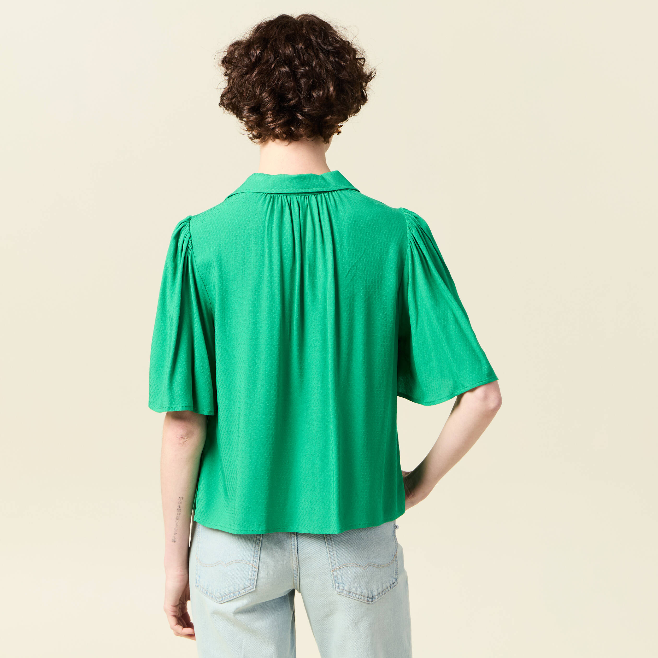 Chemise manches courtes vert femme