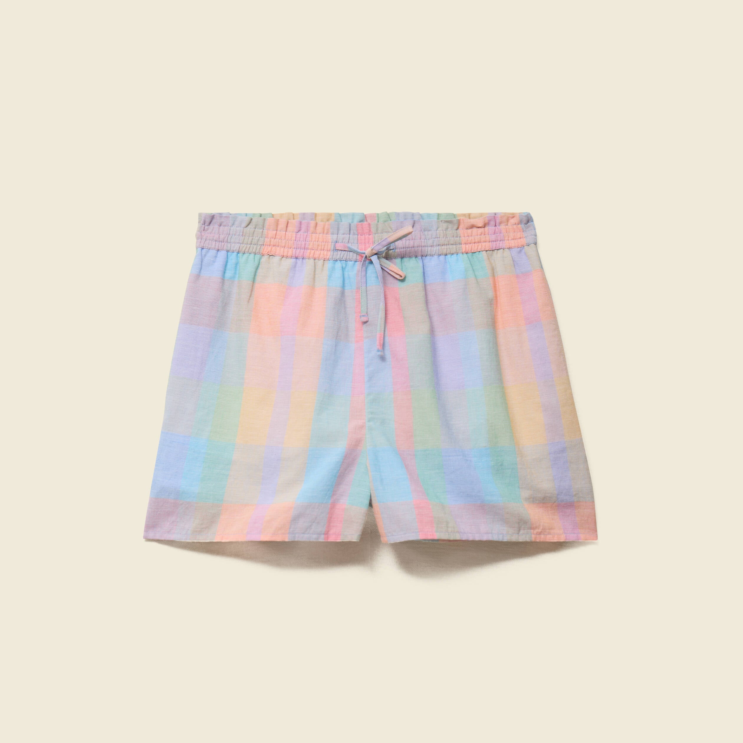 Short &agrave; carreaux en coton doubl&eacute; multicolore femme