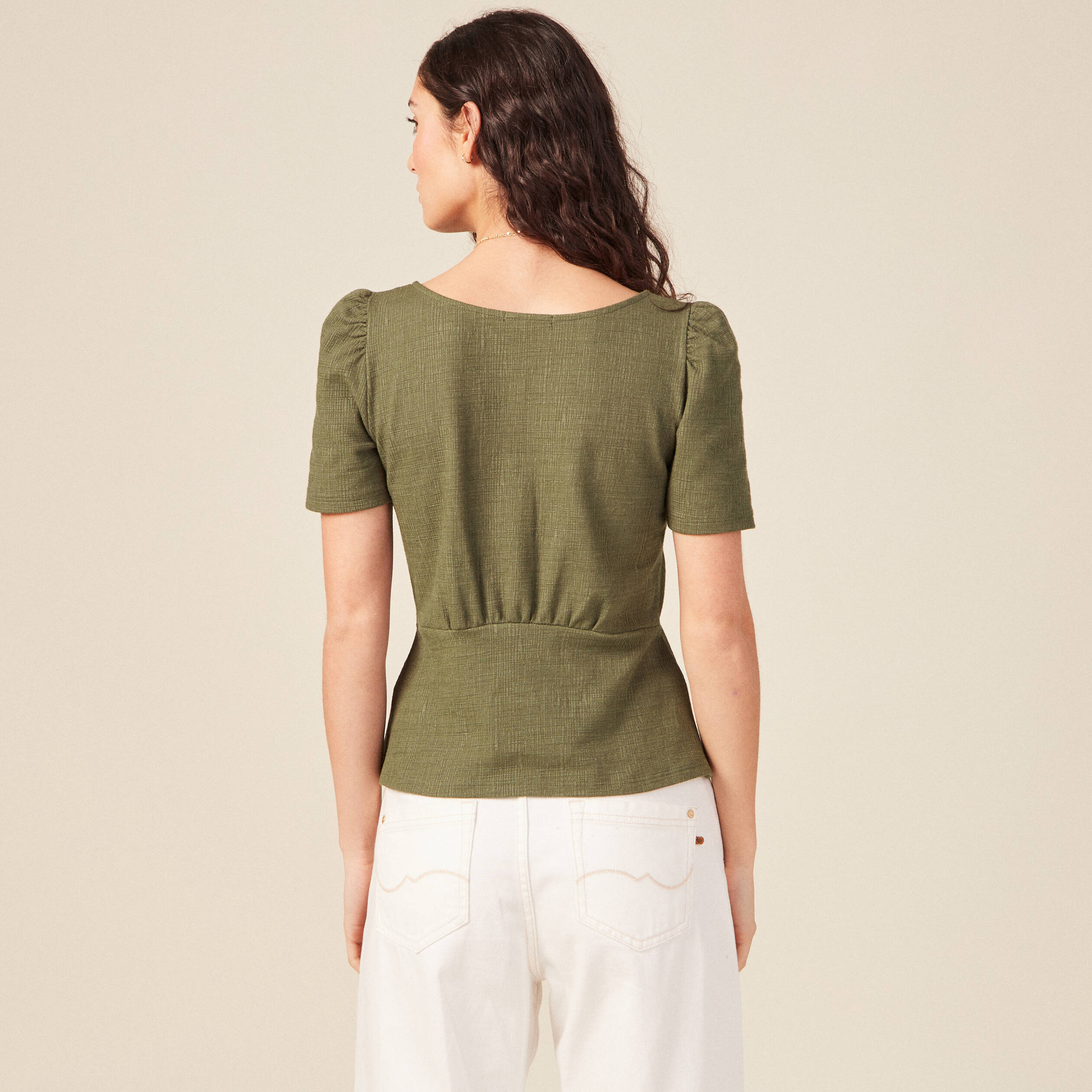 t shirt manches courtes vert kaki femme T-shirt manches courtes vert kaki femme
