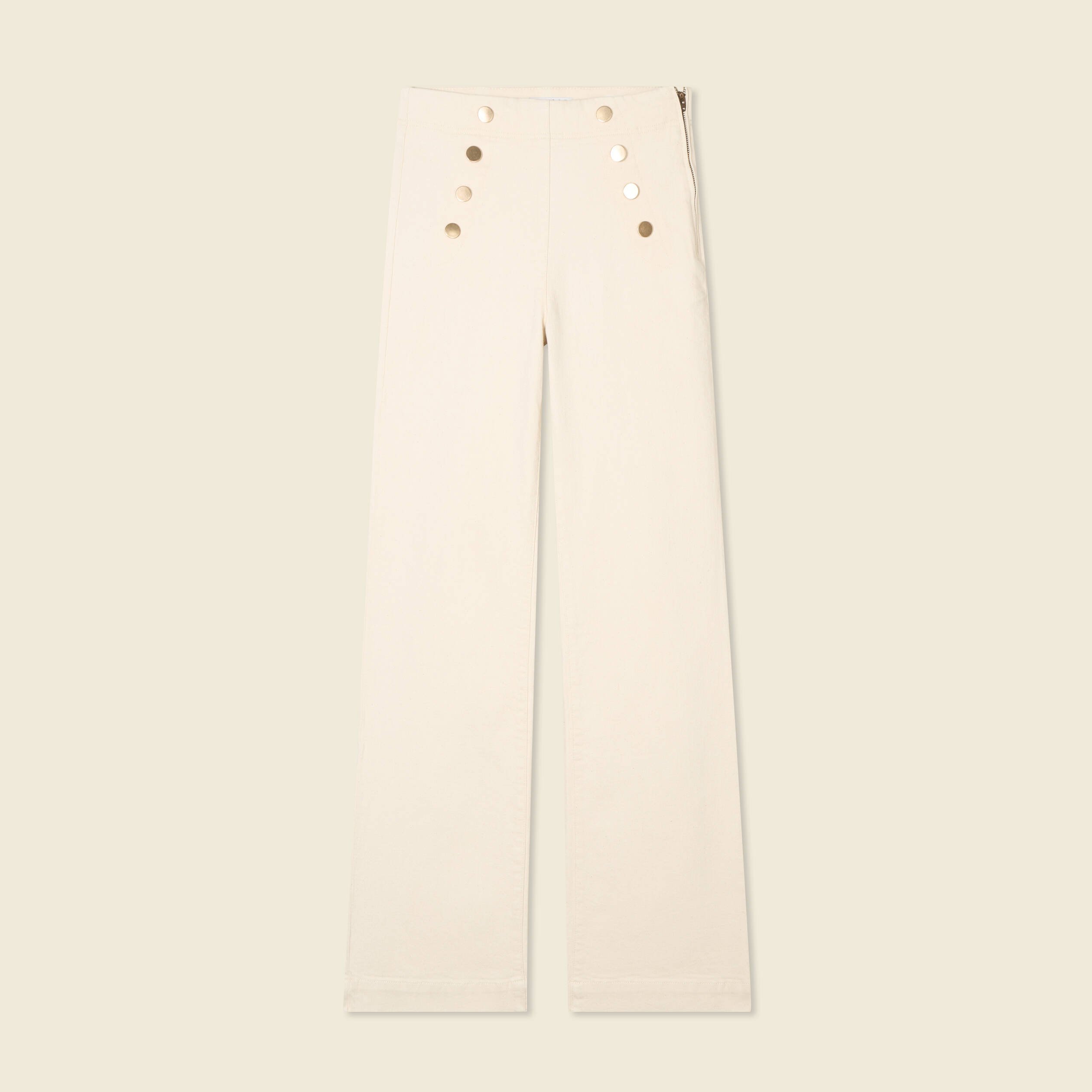 jeans flare a pont denim blanc femme Jeans flare à pont denim blanc femme
