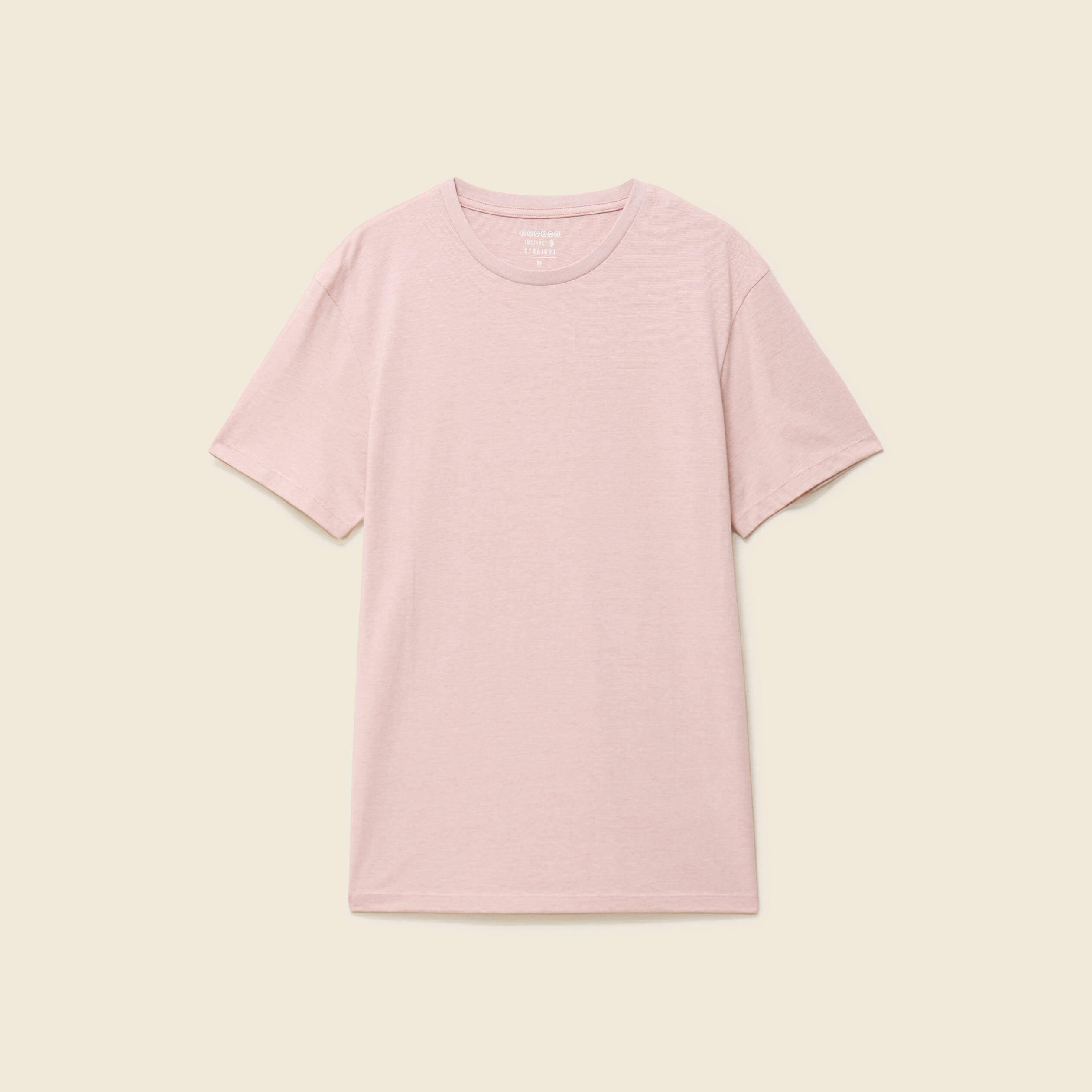 T-shirt cintr&eacute; col rond manches courtes vieux rose homme