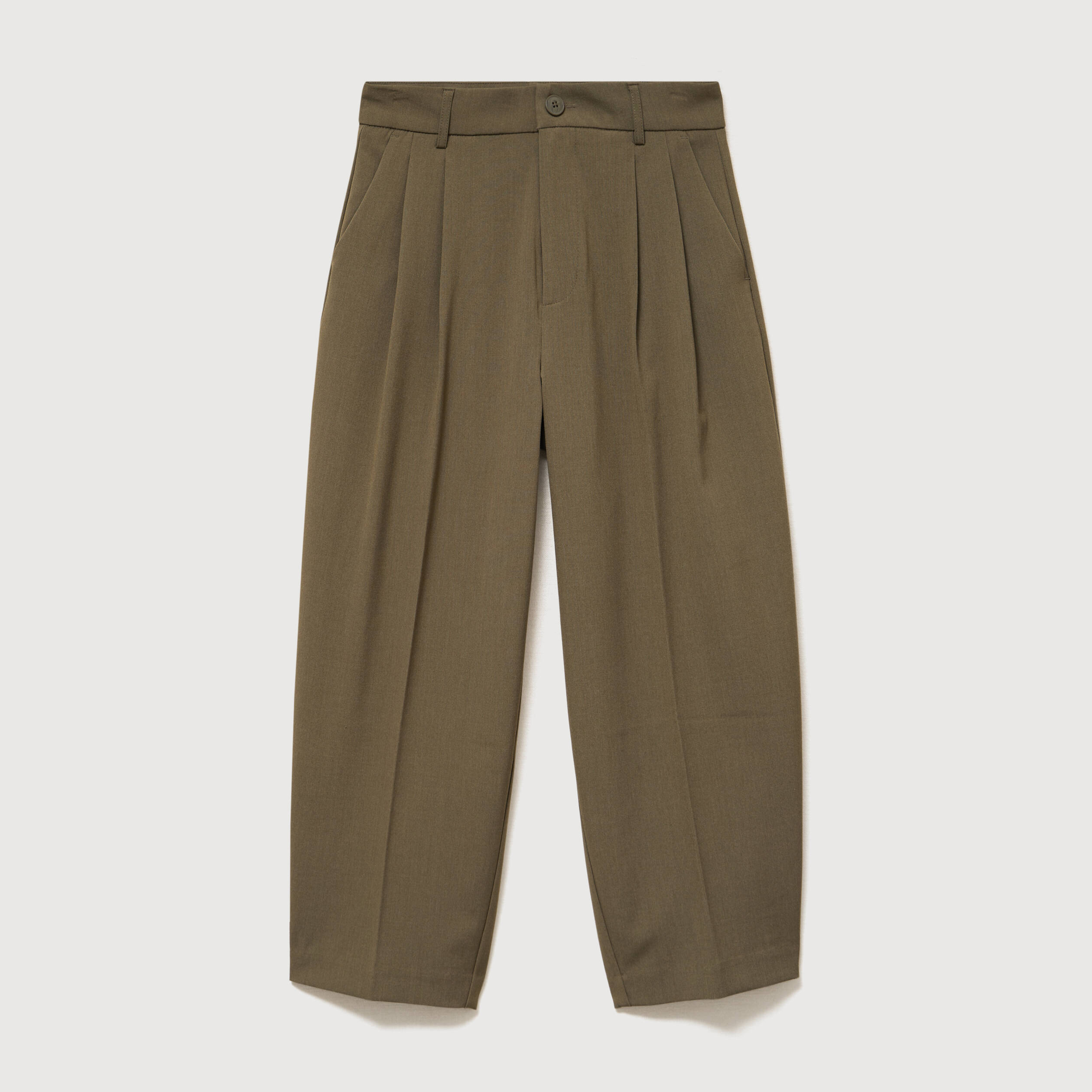 Pantalon barrel vert olive femme