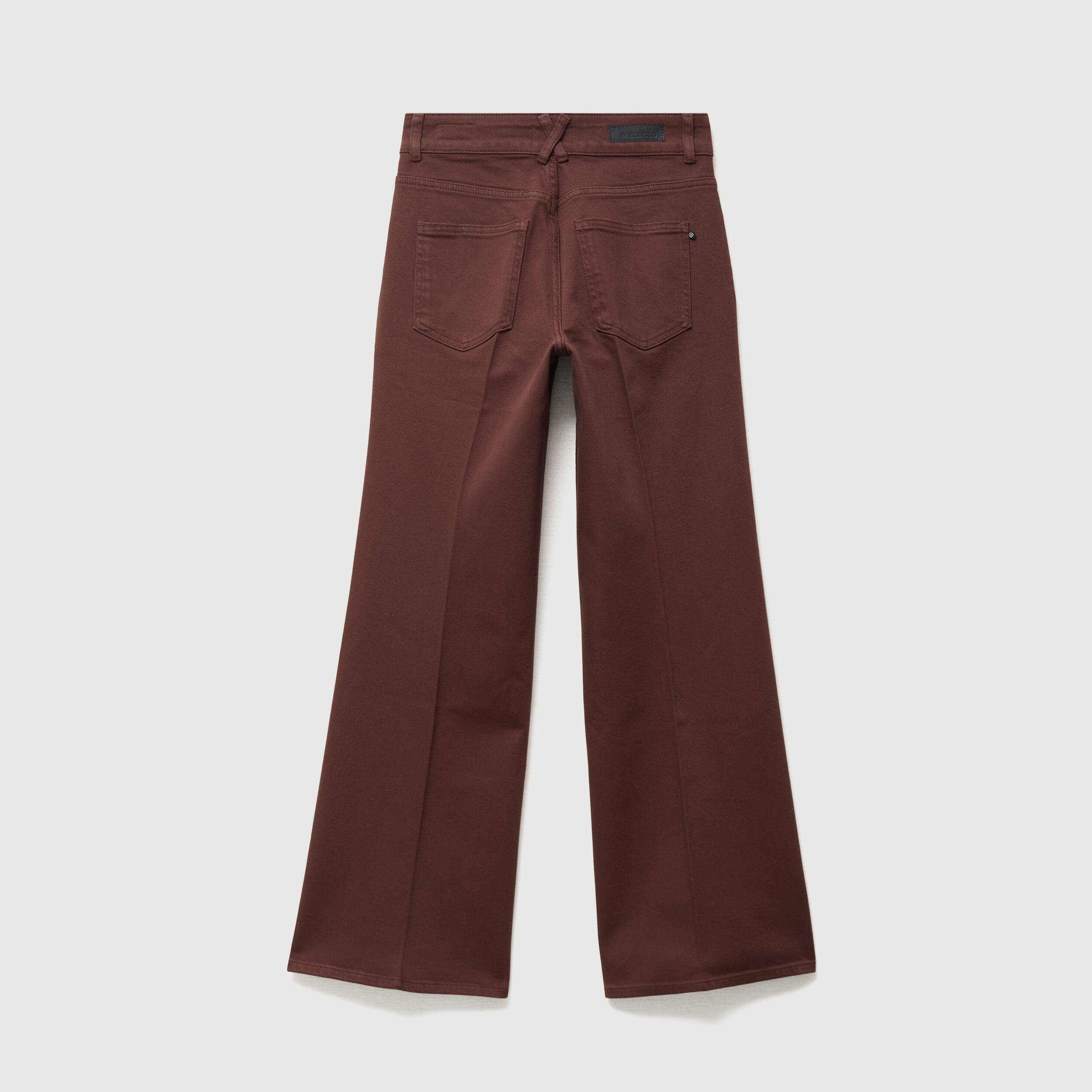 Jeans flare taille haute marron femme