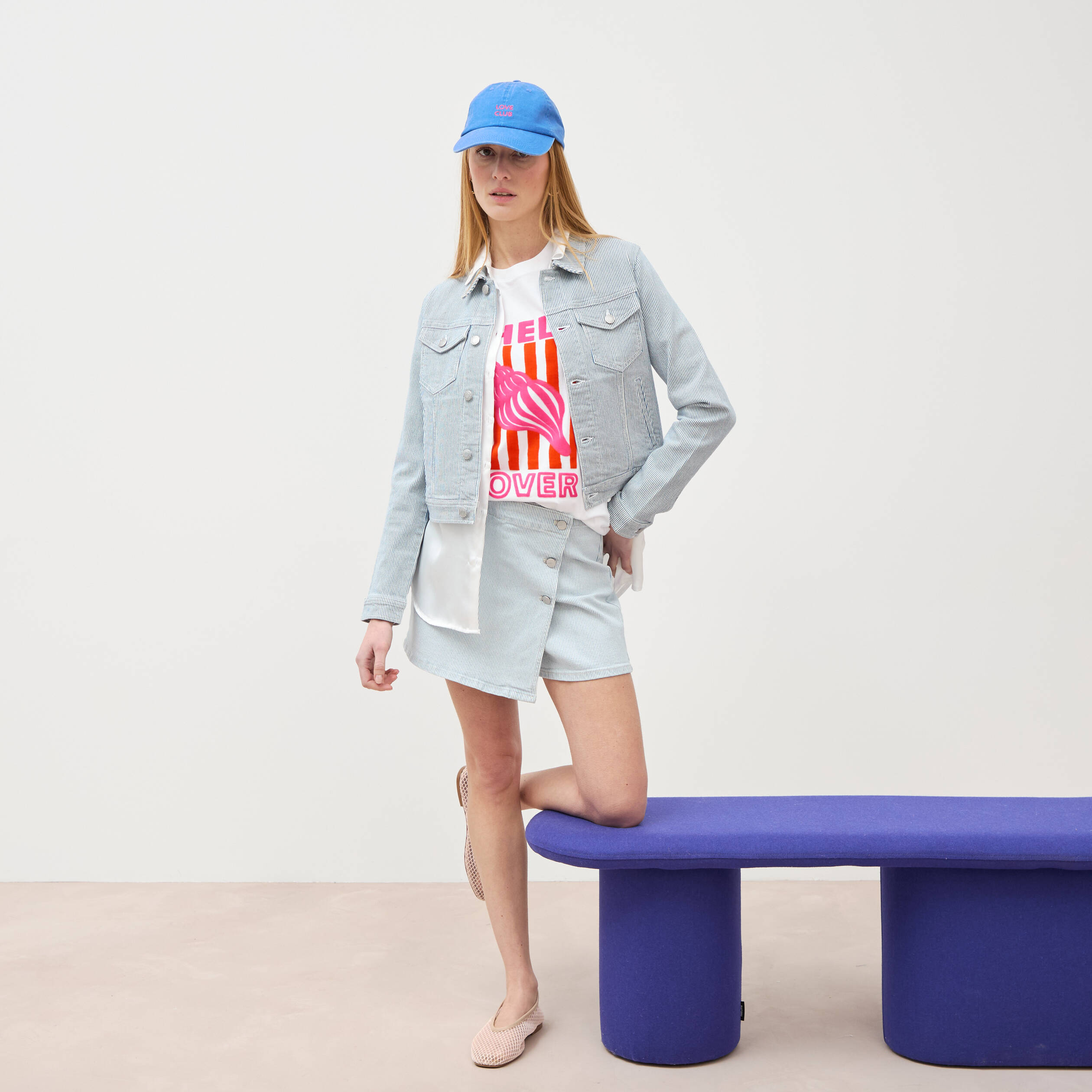 T-shirt en coton manches courtes blanc femme