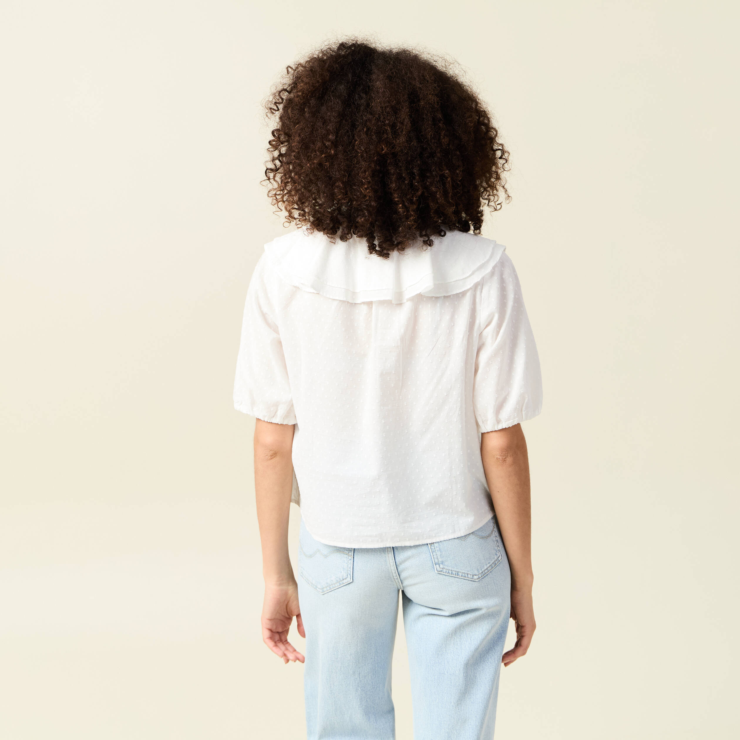 blouse manches courtes nouee ecru femme Blouse manches courtes nouée ecru femme