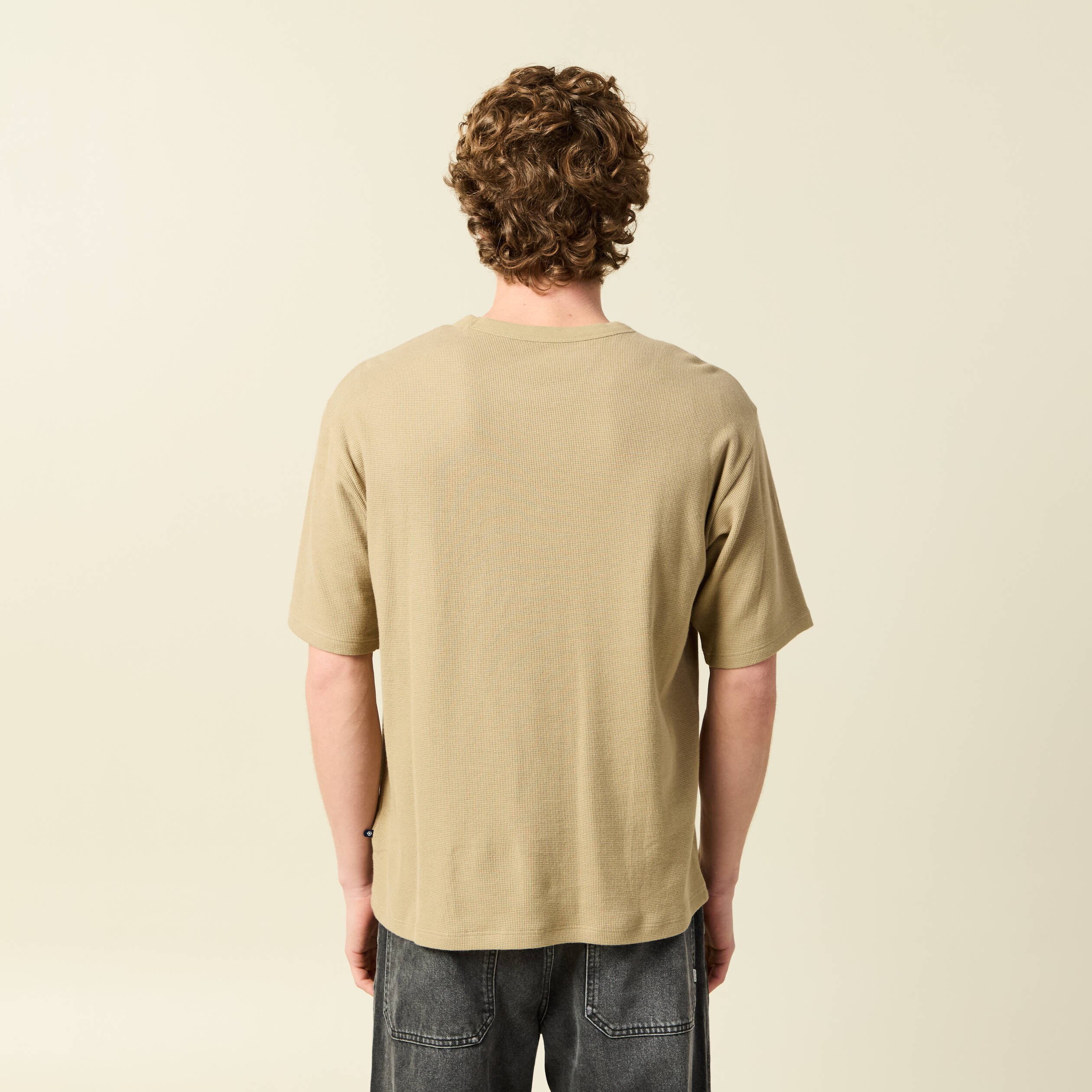 T-shirt ample en coton manches courtes beige fonce homme