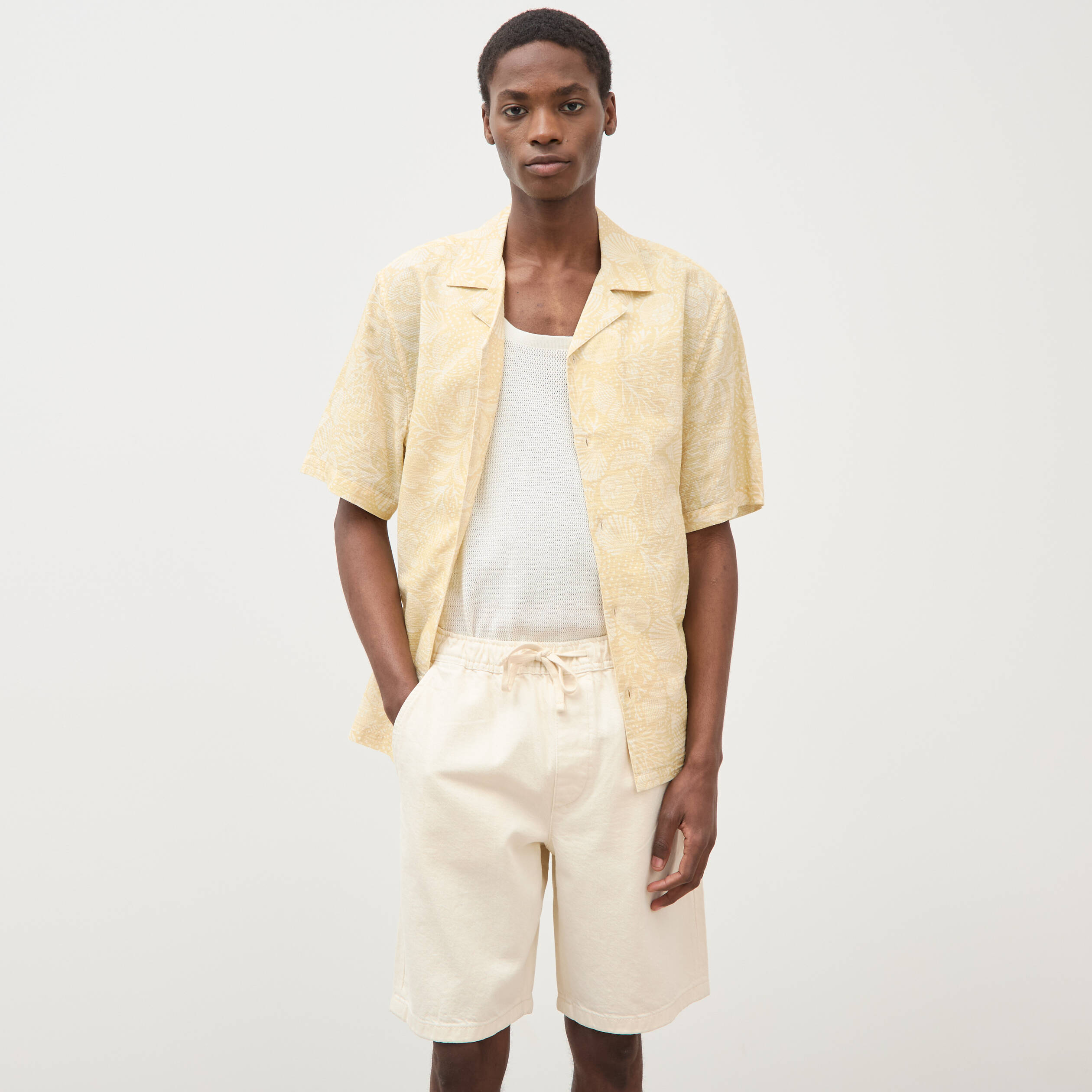 Bermuda en coton ecru homme