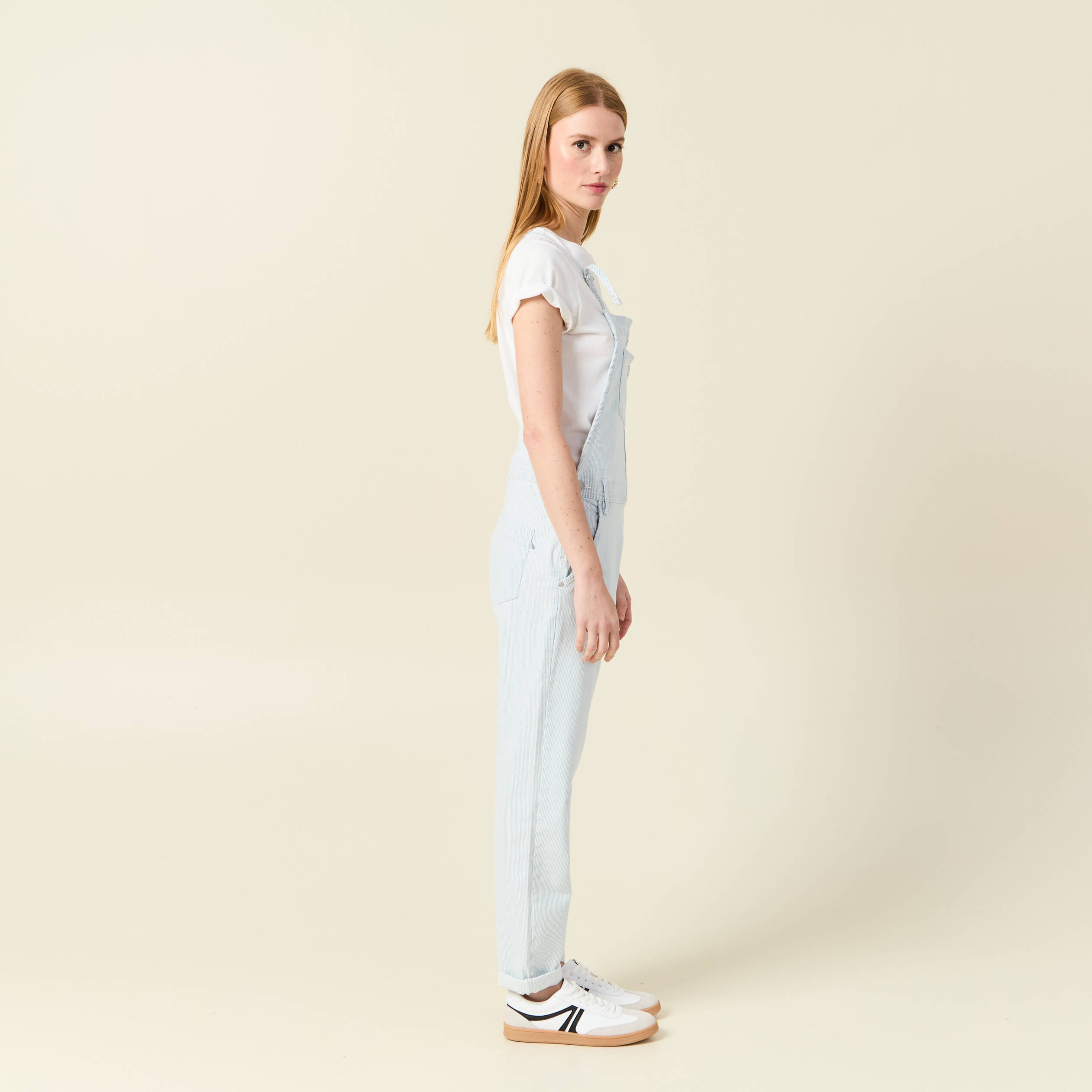 salopette mom en jeans denim bleach femme Salopette mom en jeans denim bleach femme