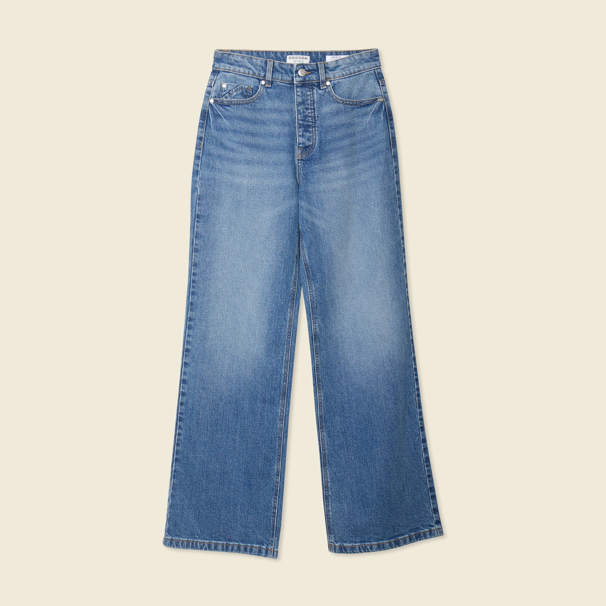 jeans large taille haute denim stone femme Jeans large taille haute denim stone femme