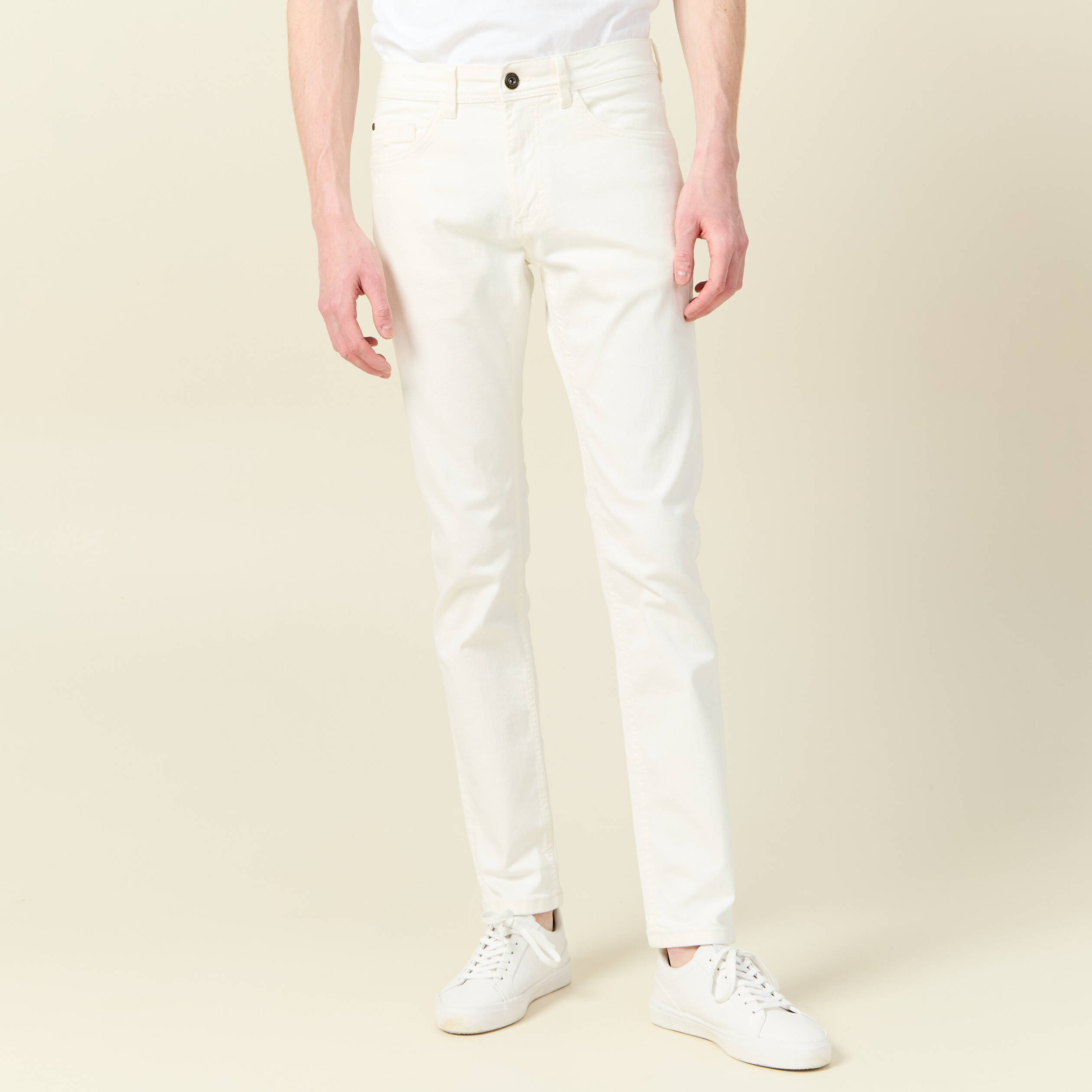 Jeans slim longueur 32 denim blanc homme