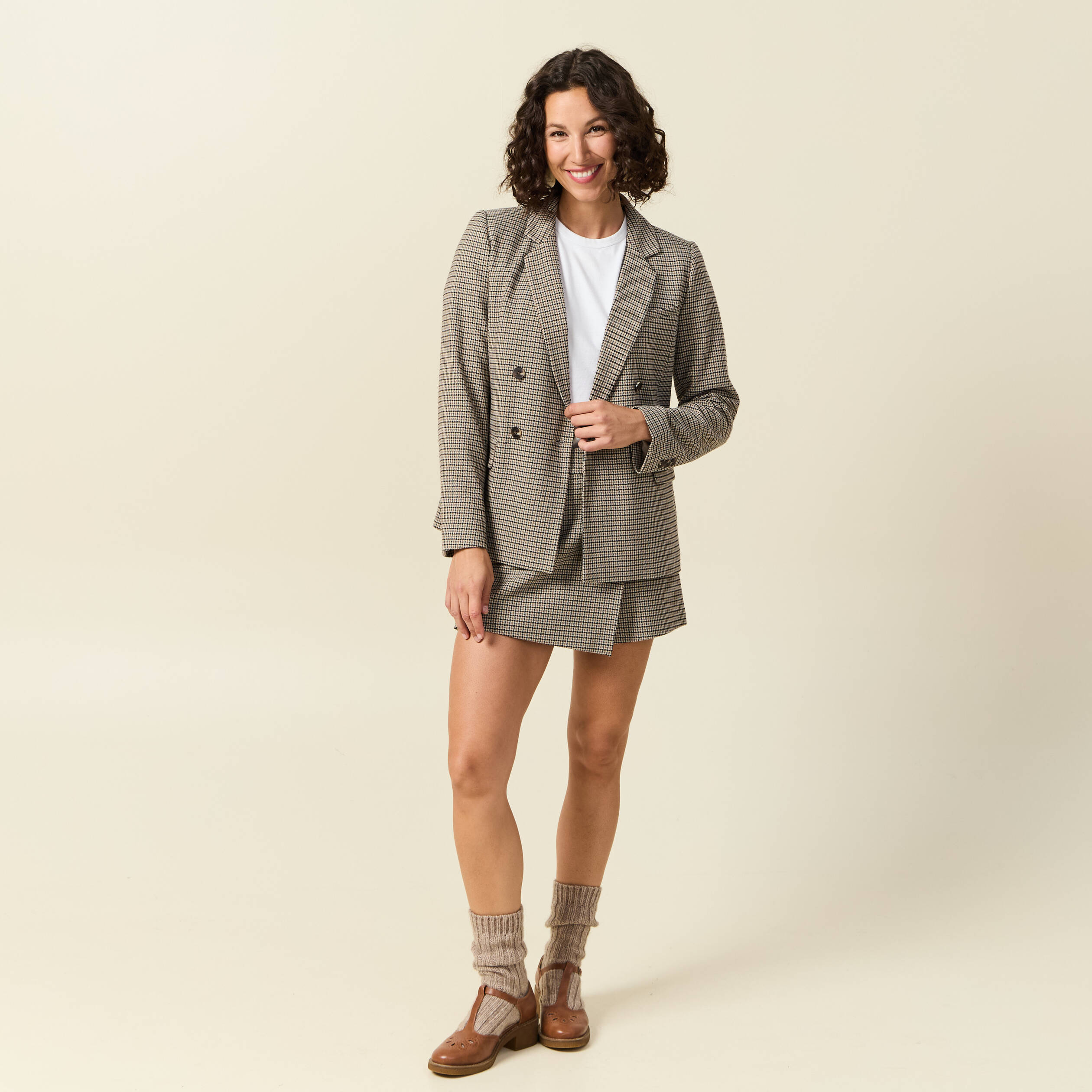 Blazer manches longues col tailleur noir femme