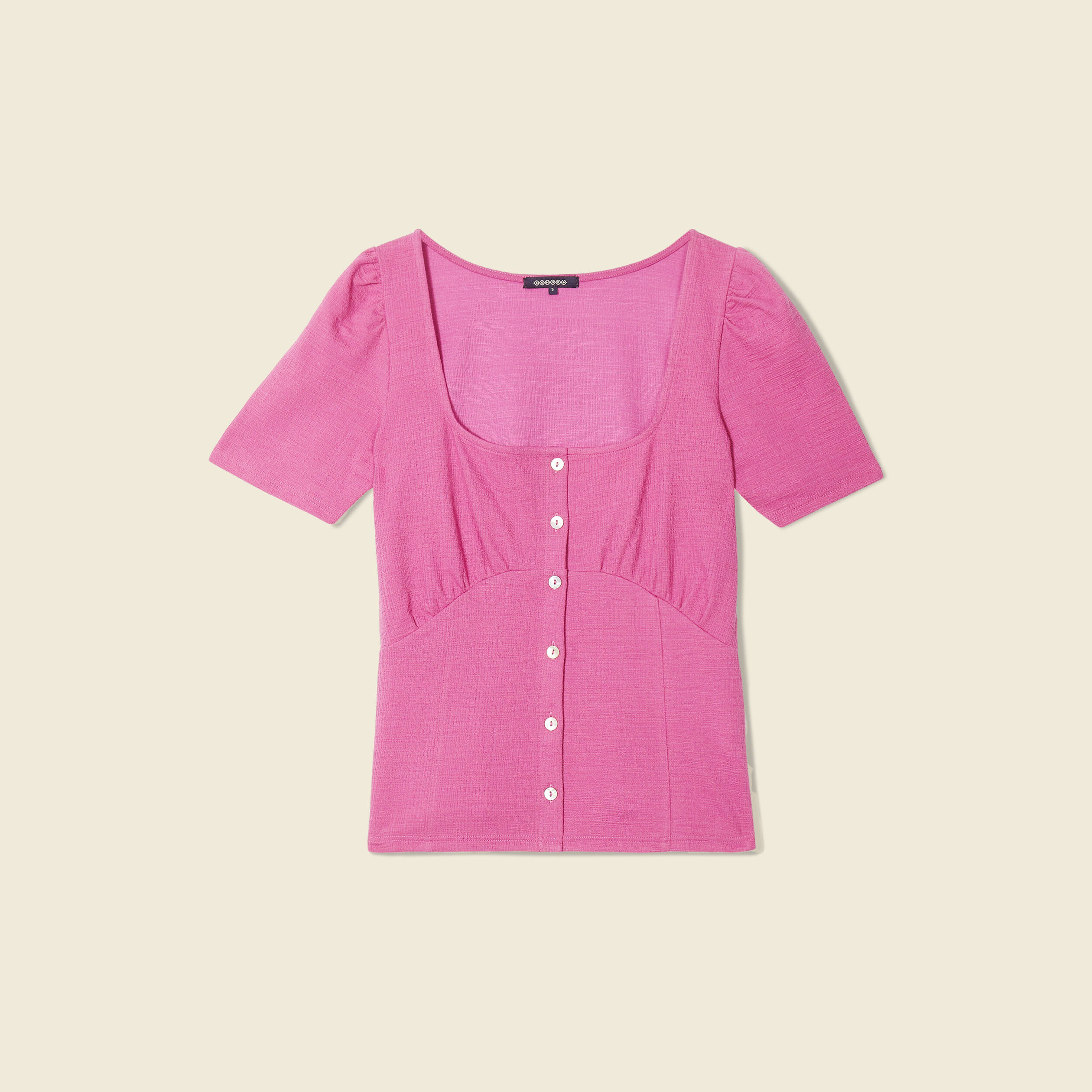 t shirt manches courtes rose framboise femme T-shirt manches courtes rose framboise femme