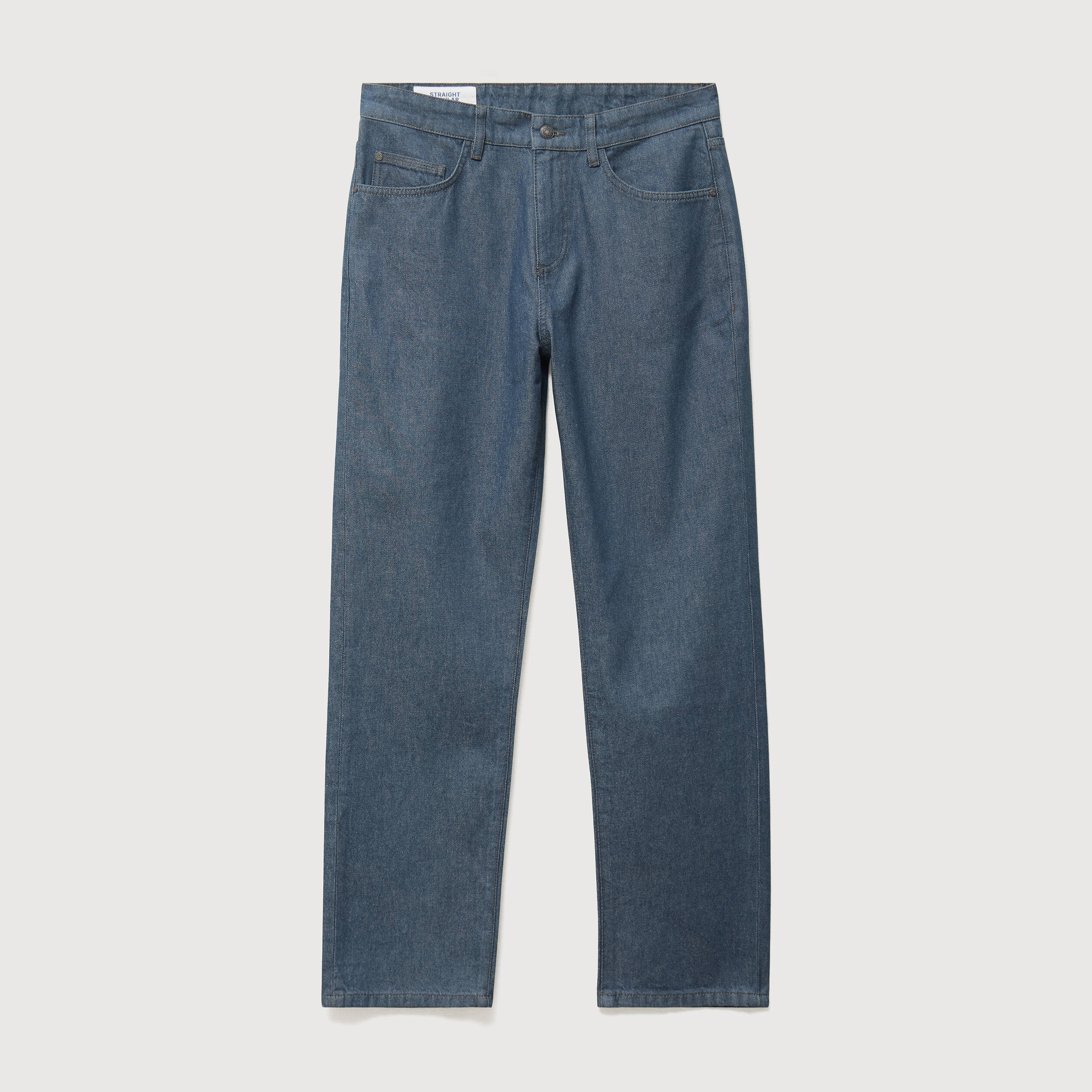 Jeans straight longueur 32 en coton bleu gris homme