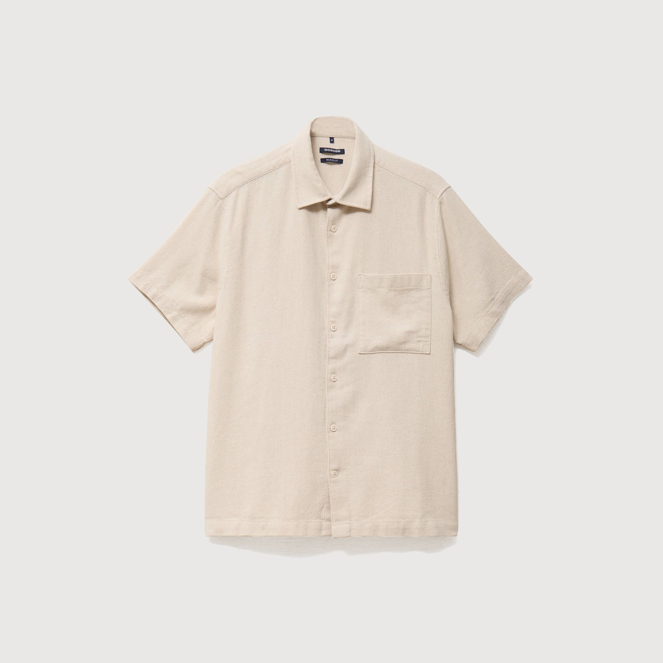 Chemise manches courtes col am&eacute;ricain sable homme