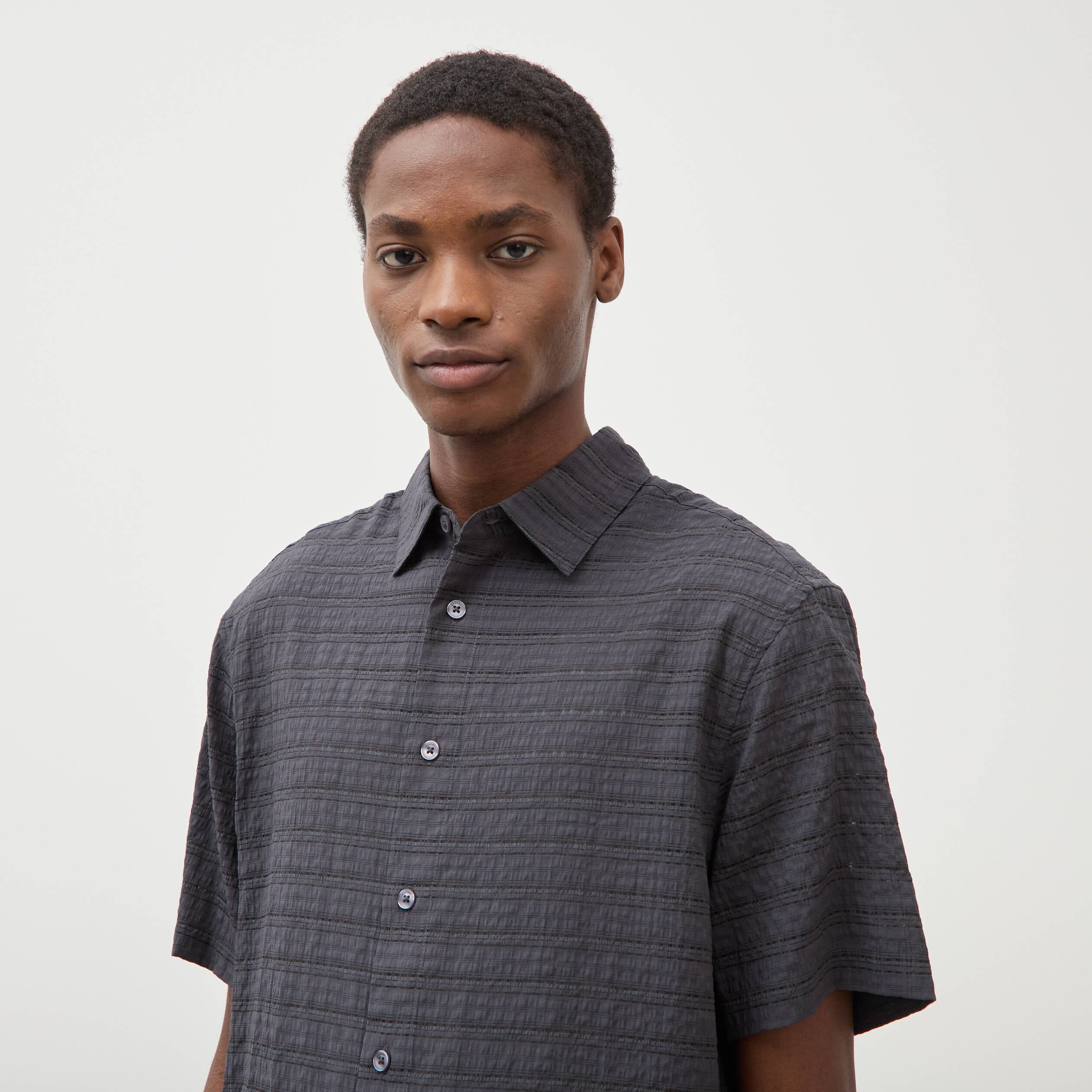 Chemise ajour&eacute;e coupe boyfriend bleu marine homme