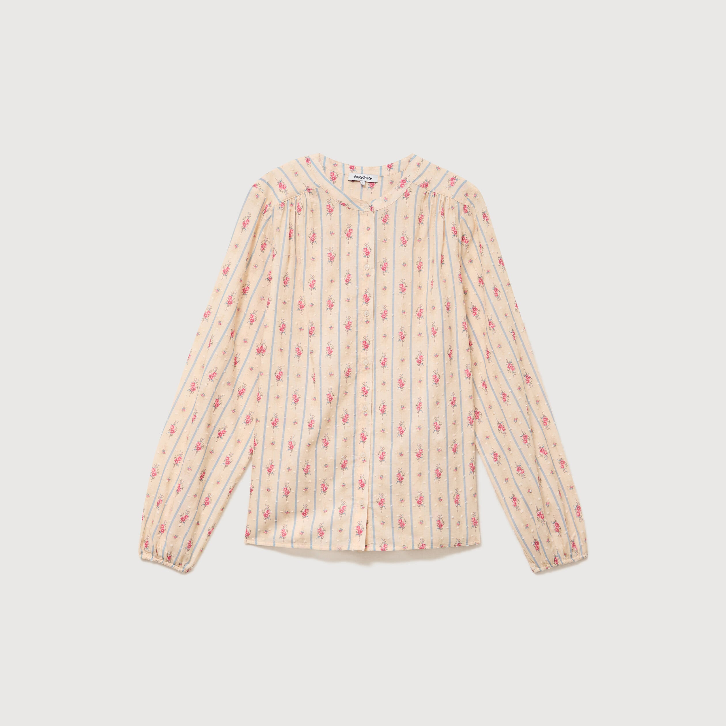 Chemise ample en coton manches longues blanc femme