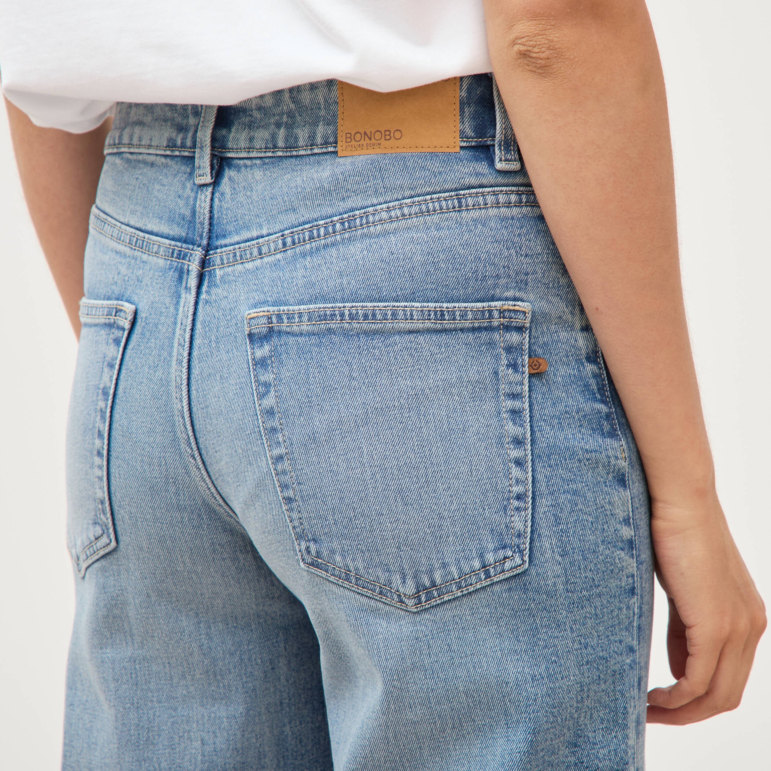 Jeans straight taille standard bleu femme