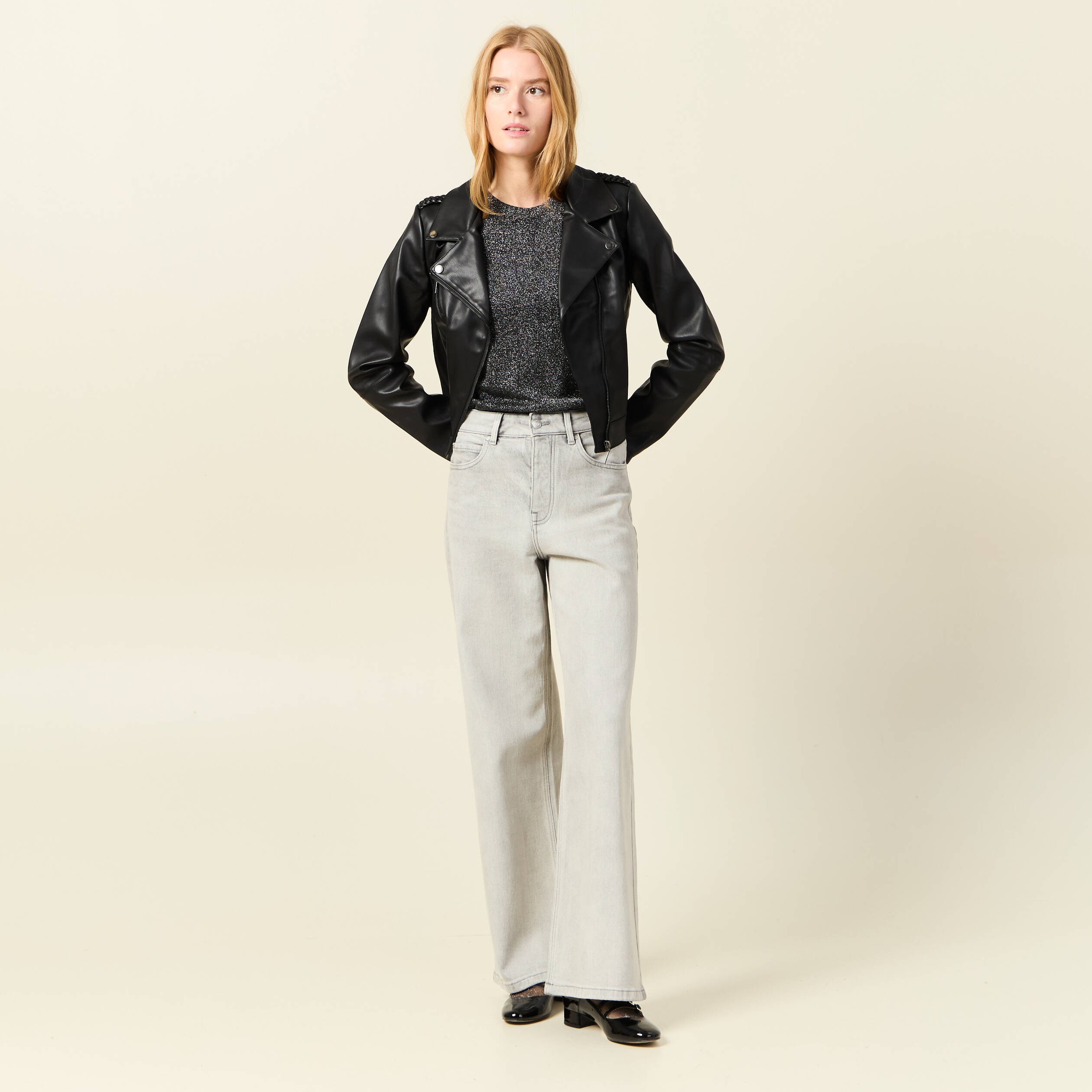 T-shirt manches courtes gris foncé femme