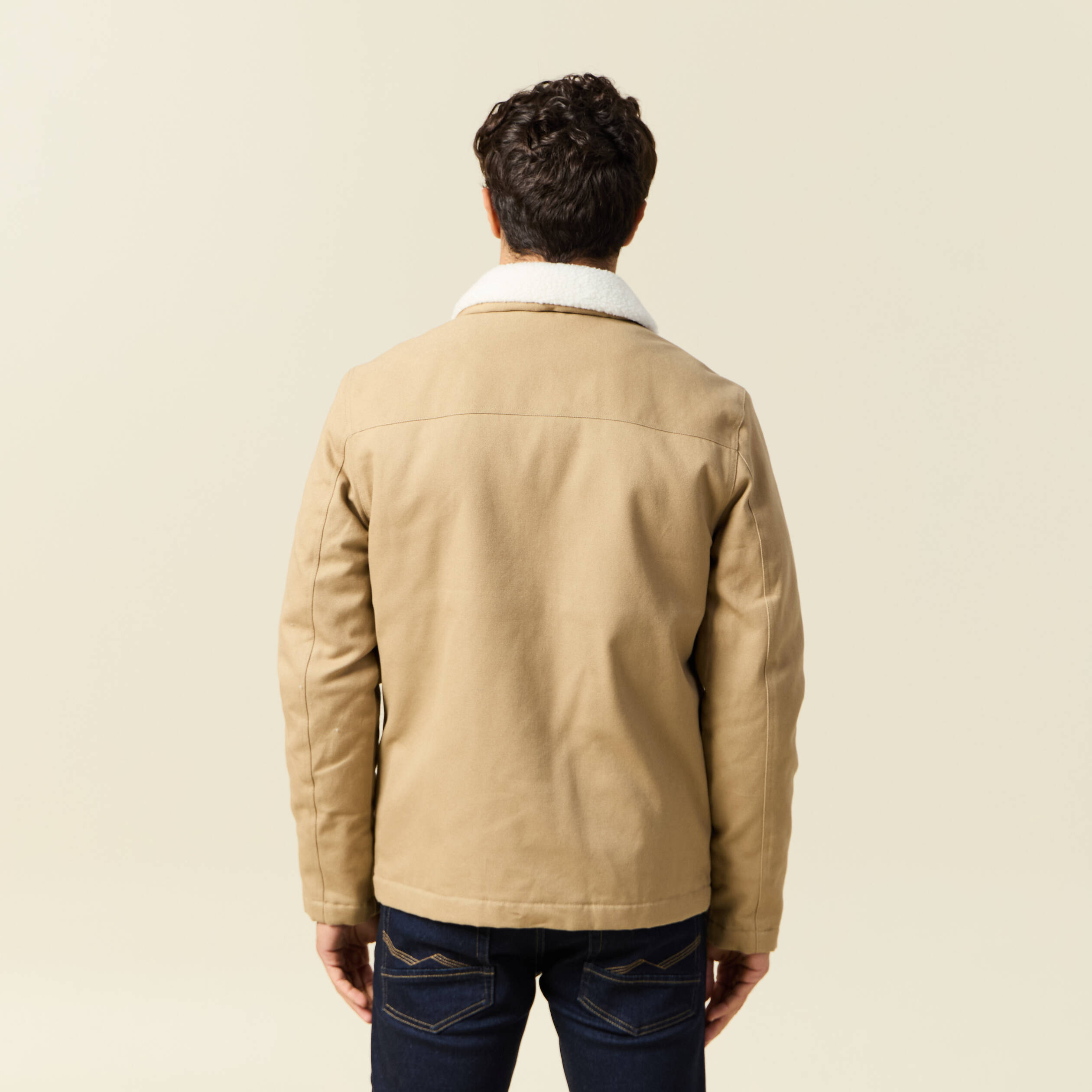 Blouson boutonn&eacute; col aviateur beige homme