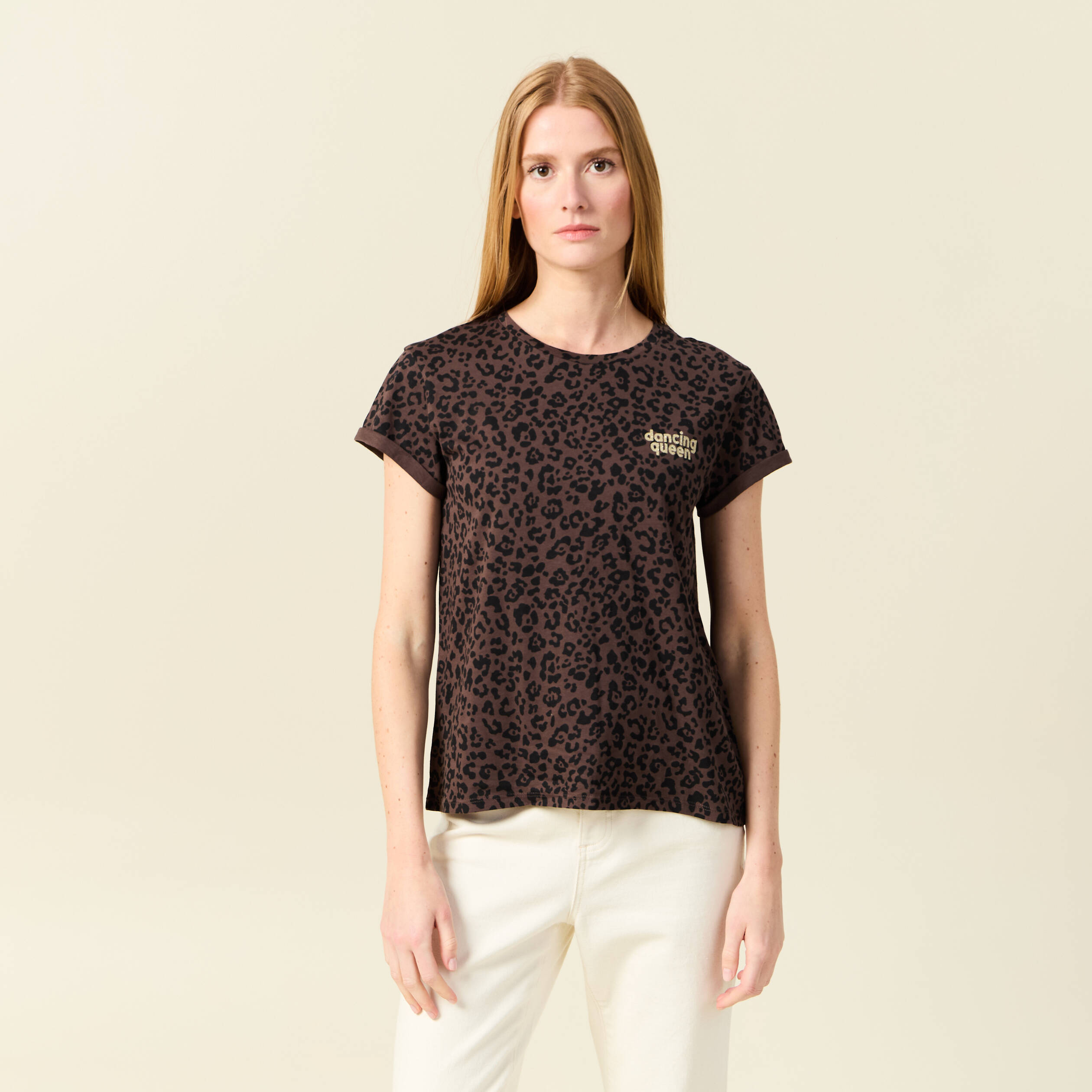 t shirt manches courtes marron fonce femme T-shirt manches courtes marron foncé femme