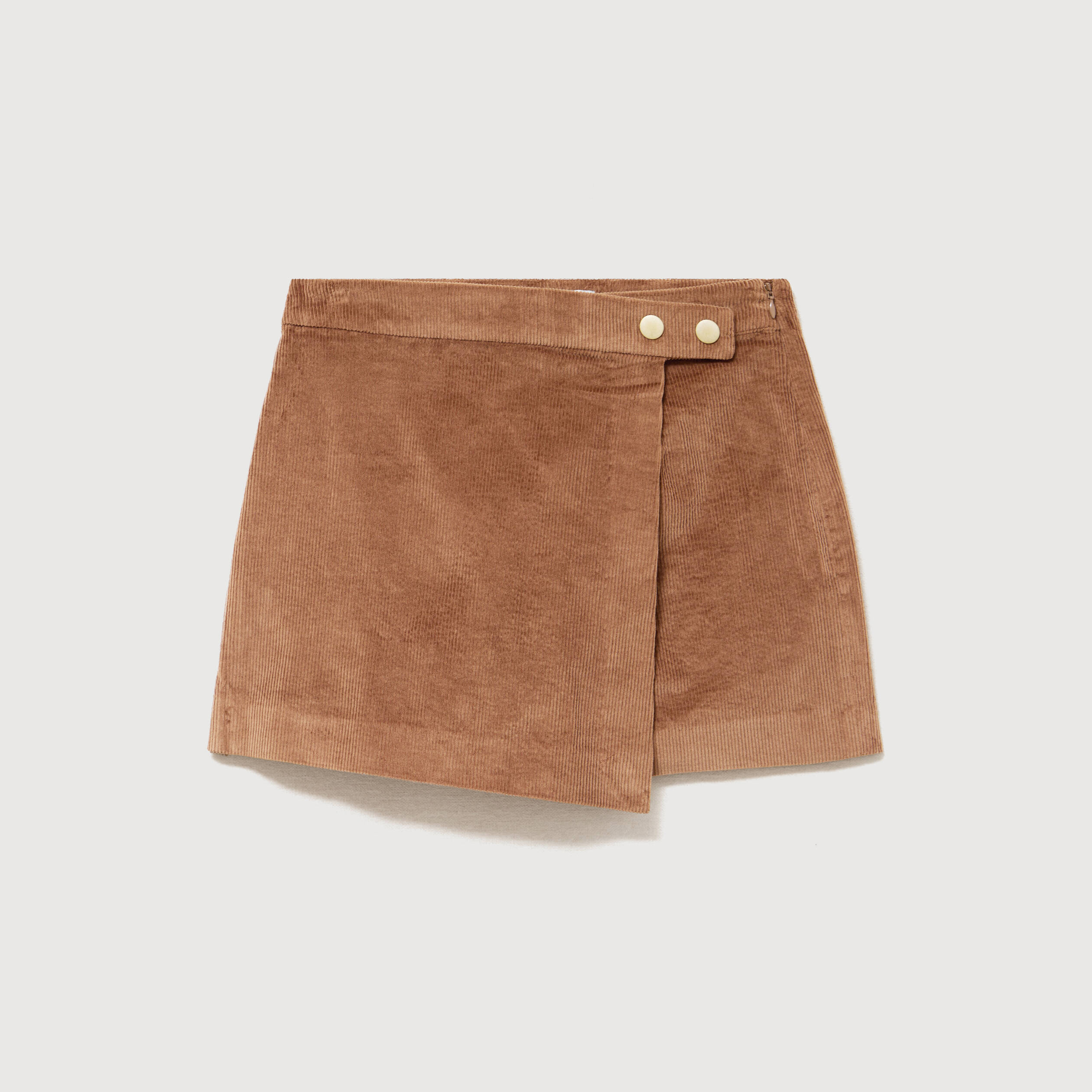 Jupe taille haute en velours vieux rose femme