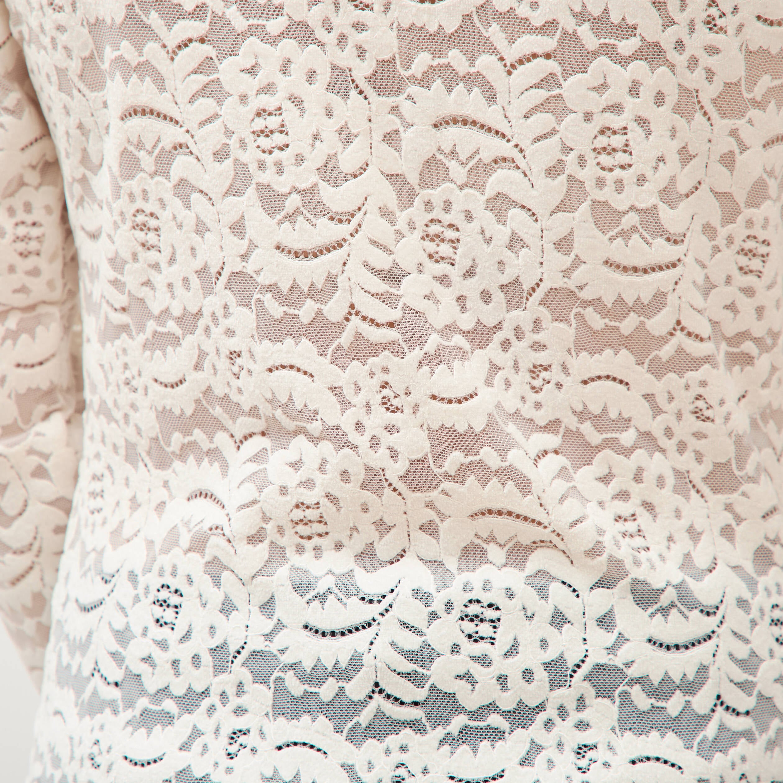 Blouse droite col bateau dentelle ivoire femme