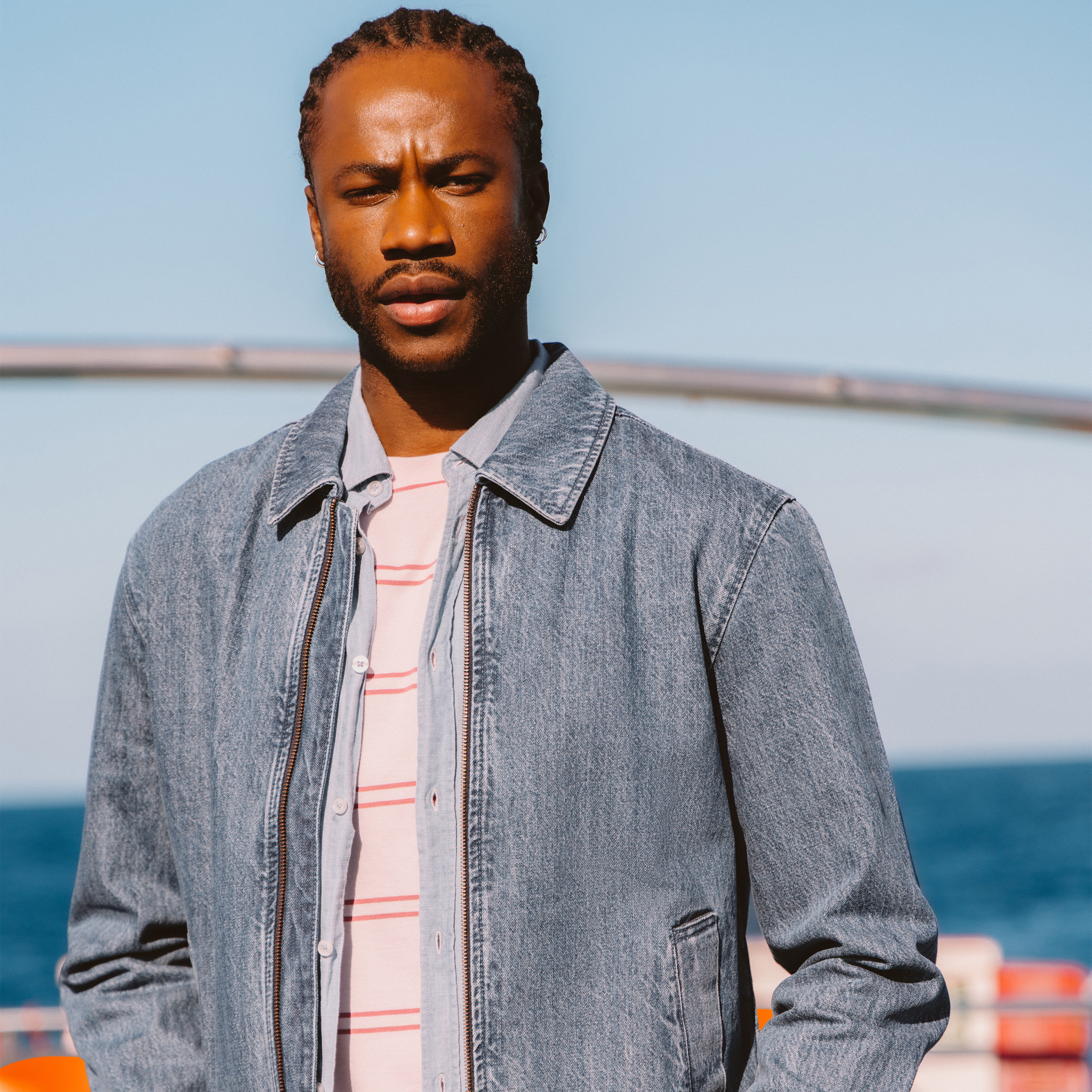 Blouson en jeans manches longues denim double stone homme