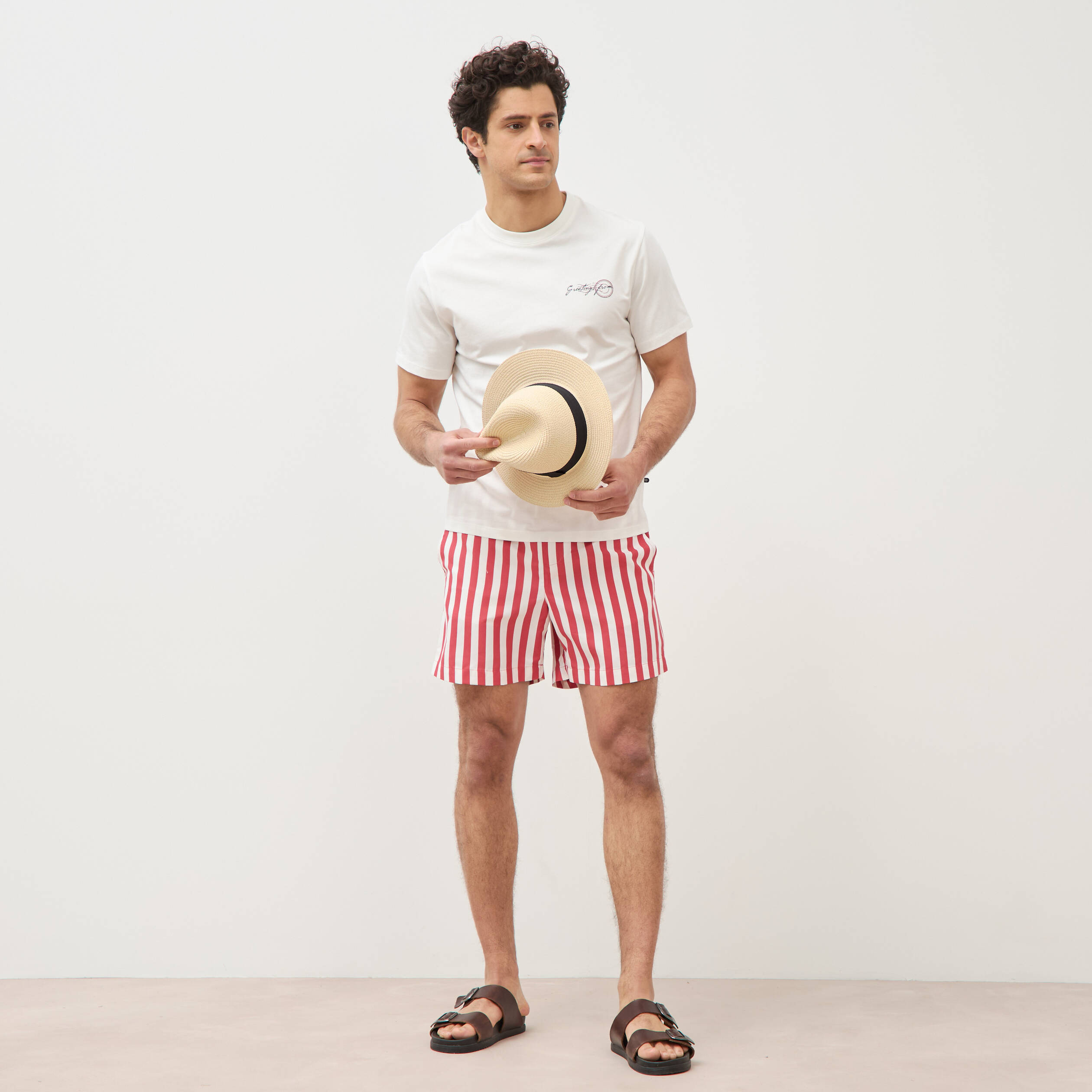 Short de bain rouge corail homme