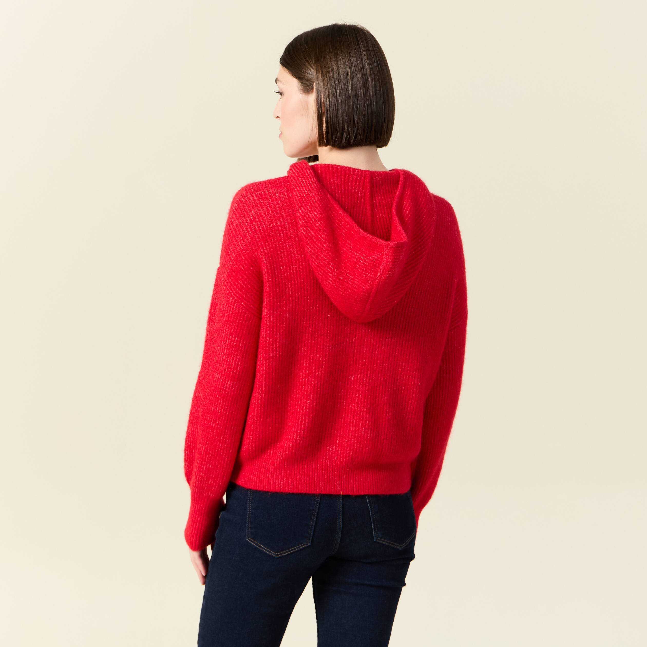 gilet manches longues capuche rouge femme Gilet manches longues capuche rouge femme