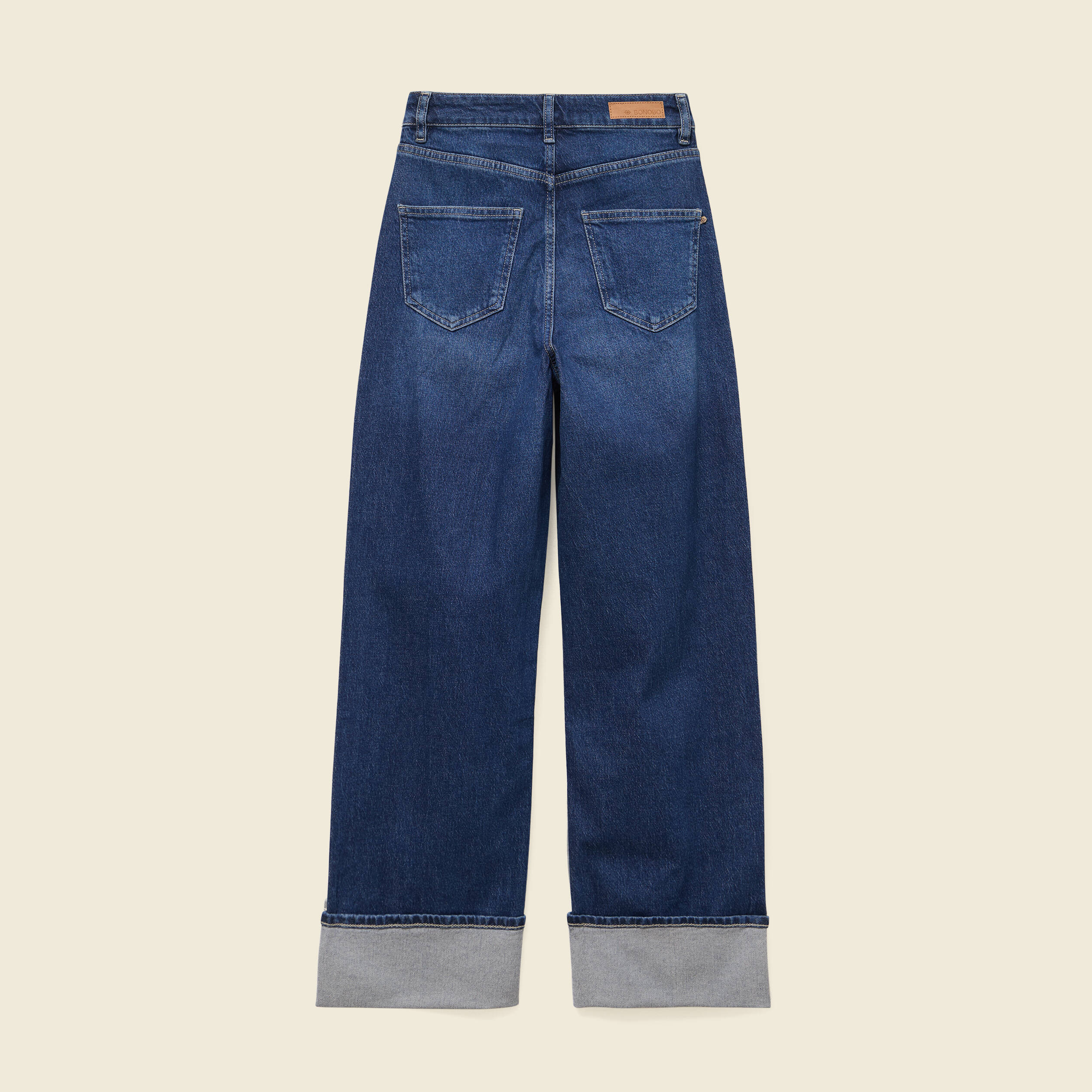 Jeans straight taille haute denim brut femme