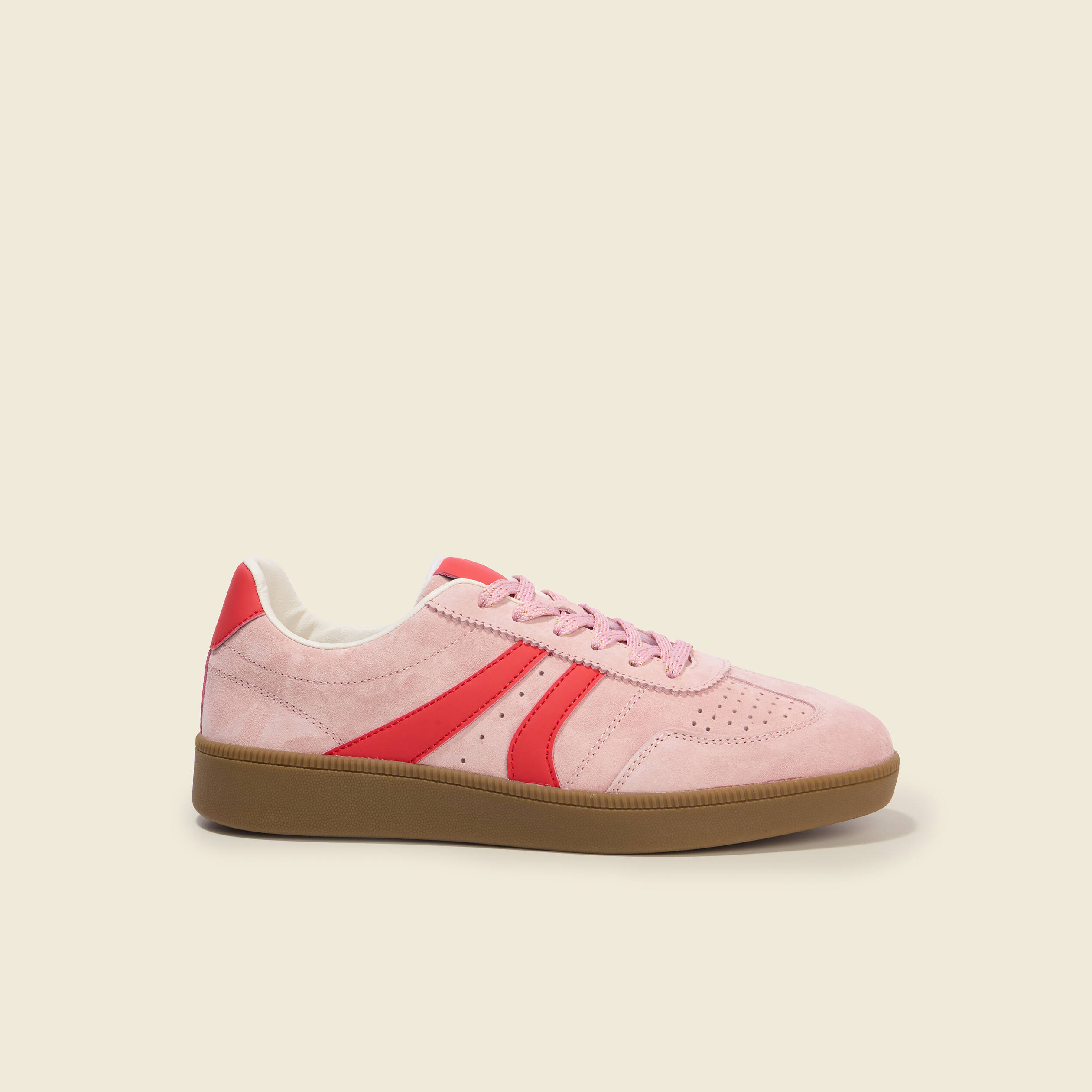 Basket en croute de cuir rose clair femme