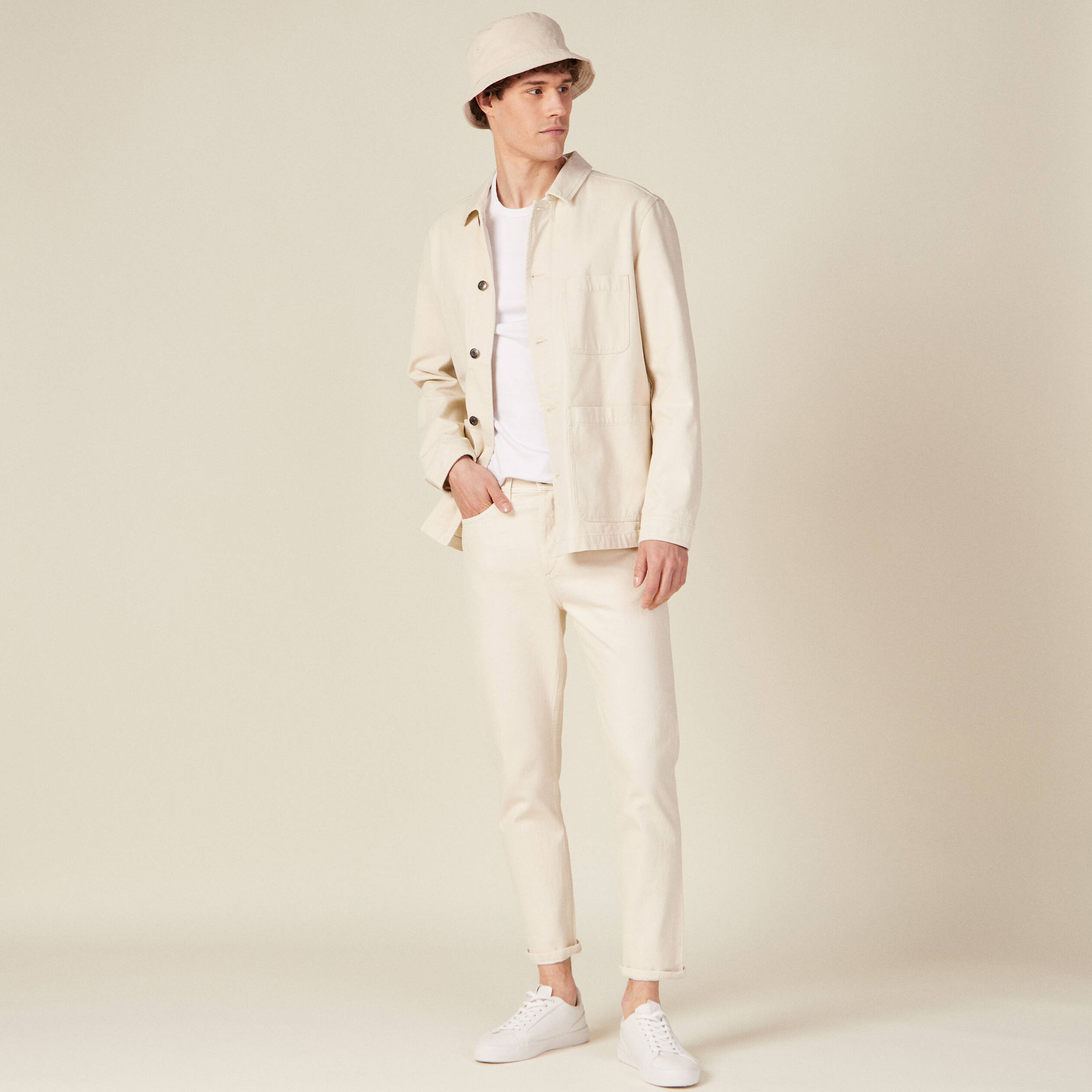 jeans slim 5 poches denim blanc homme Jeans slim 5 poches denim blanc homme