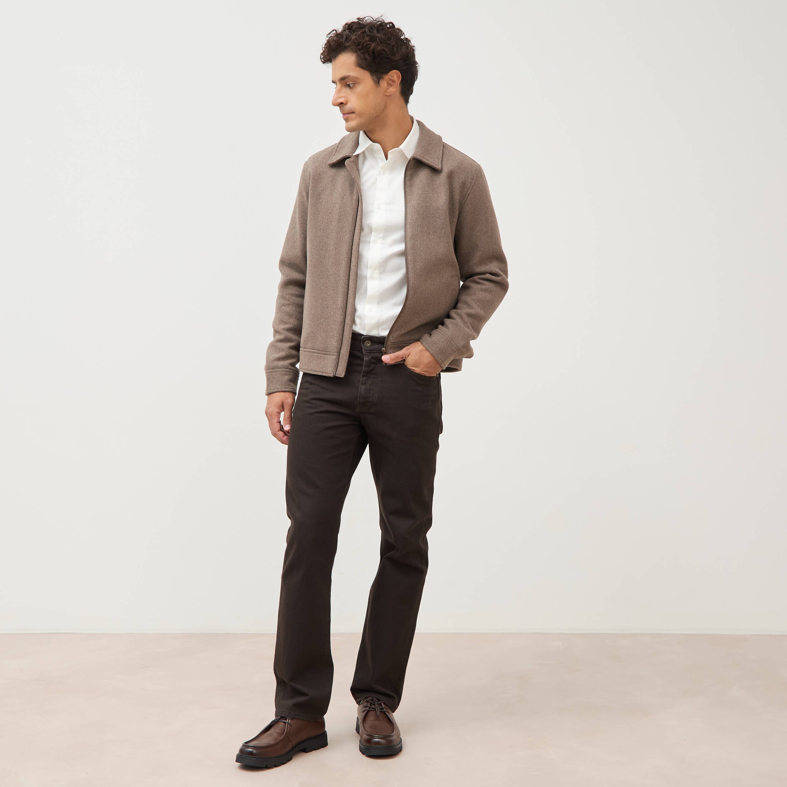 Jeans regular longueur 32 marron homme