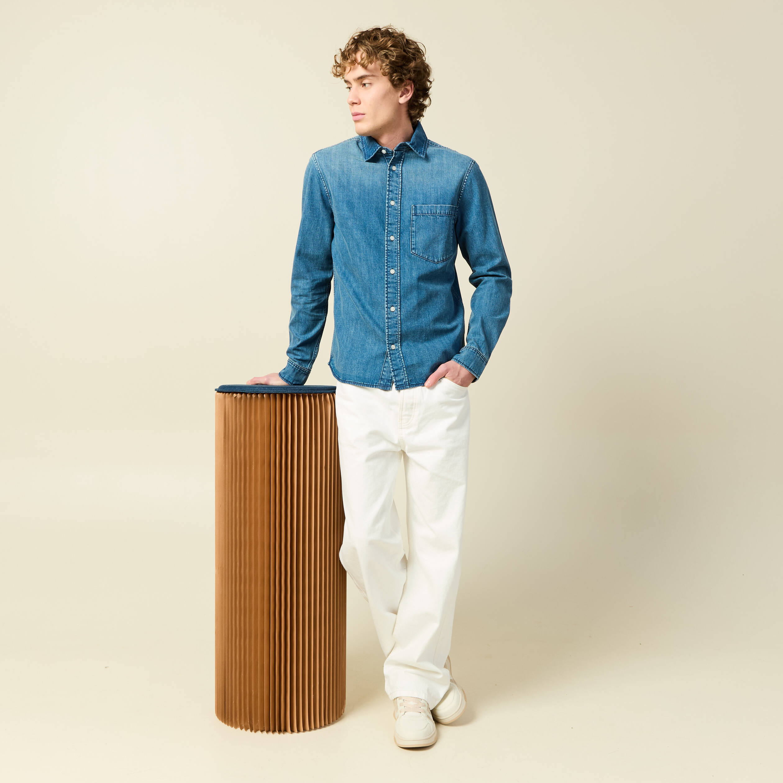 Chemise Bonobos Homme - Bleu Chambray - Manches Longues - Taille M - Occasion