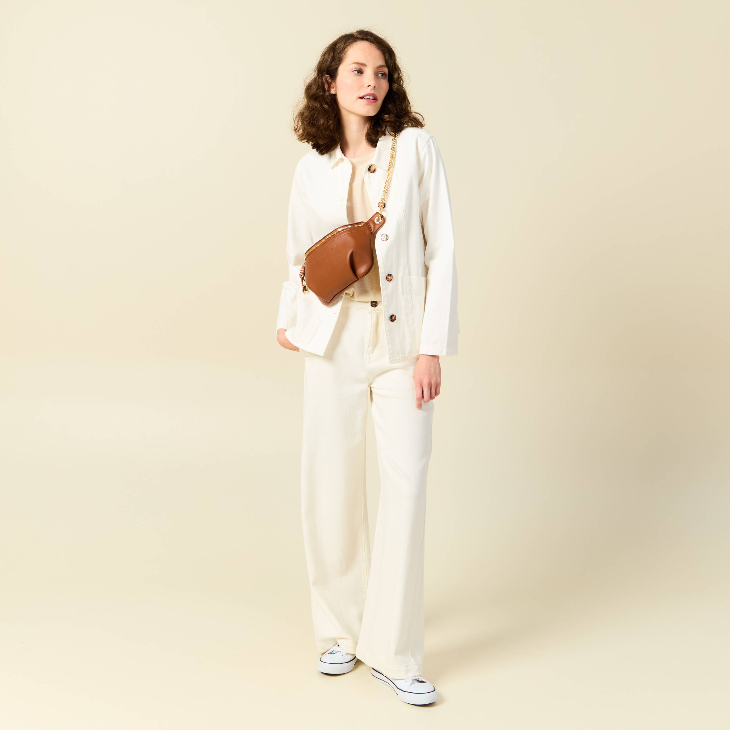 T-shirt manches courtes creme femme