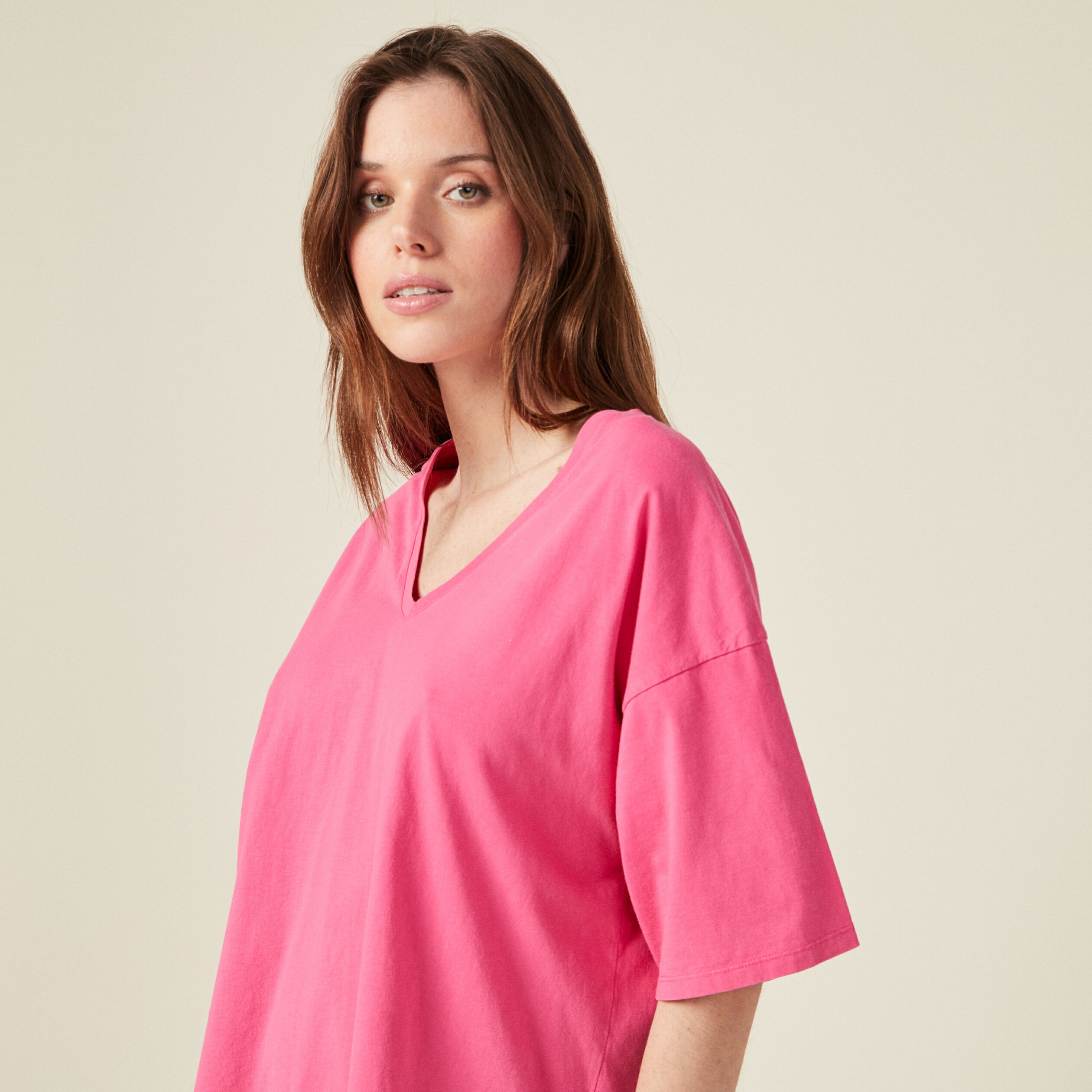 Tee shirt rose fushia femme online