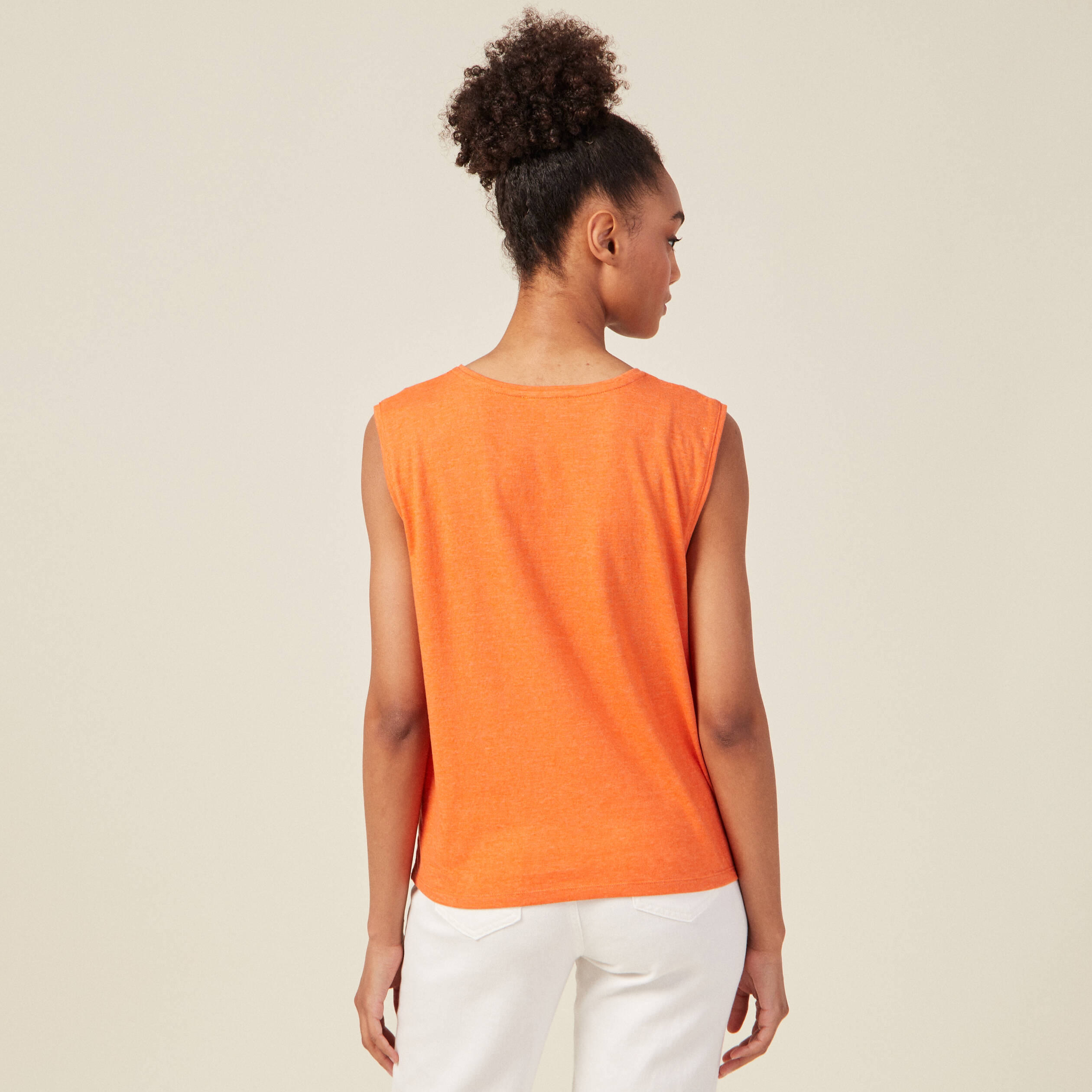 Débardeur bretelles larges orange femme