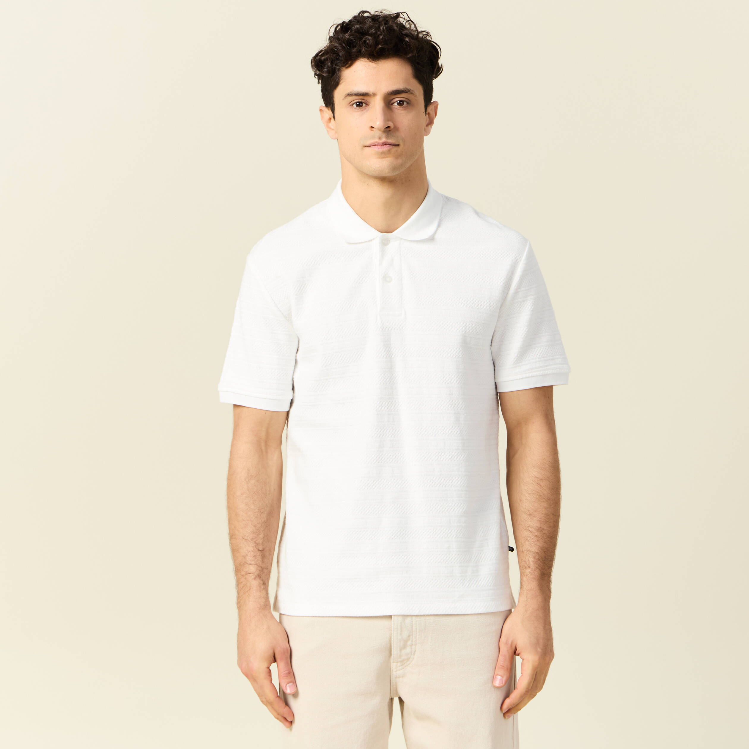 Polo manches courtes ecru homme