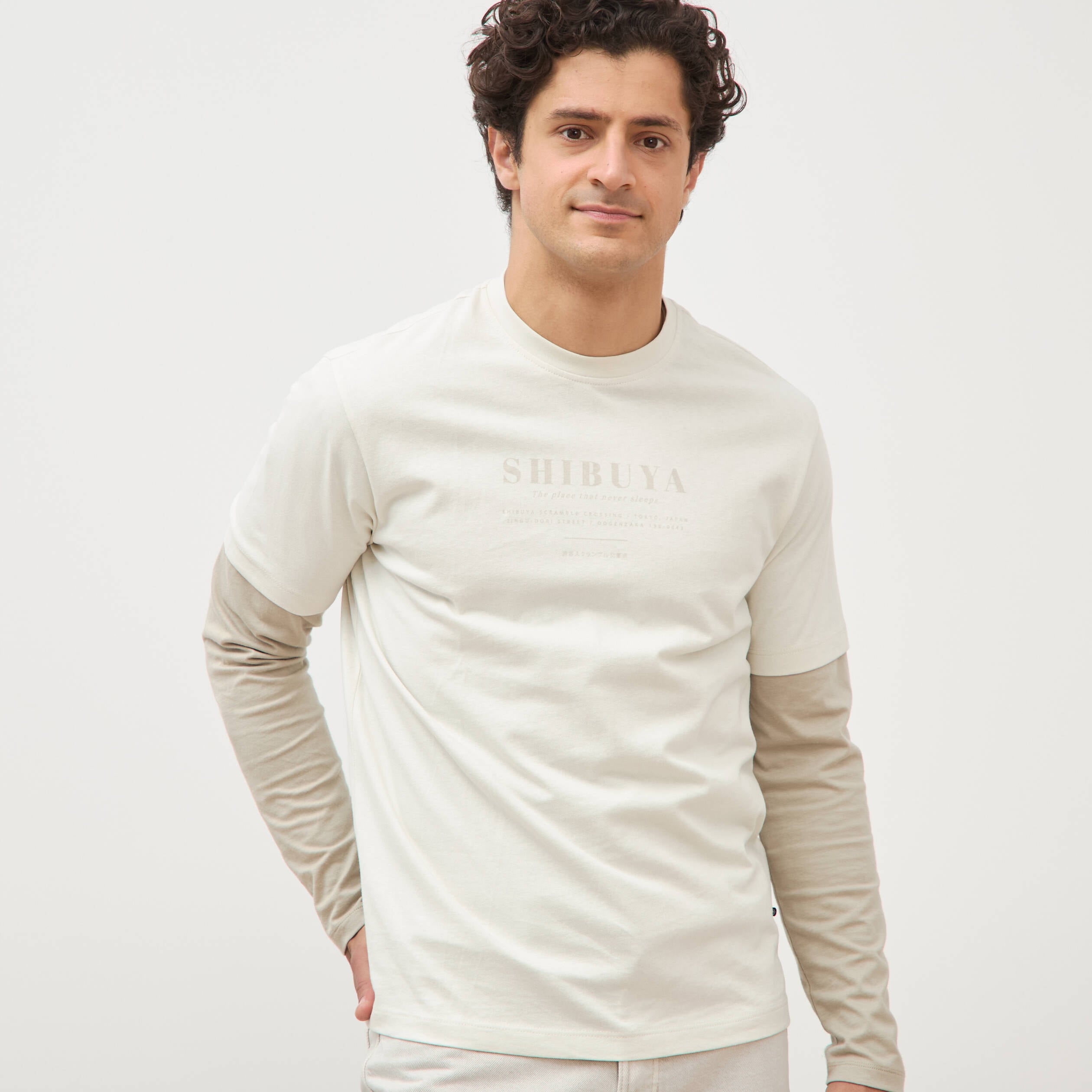 T-shirt en coton manches courtes gris clair homme