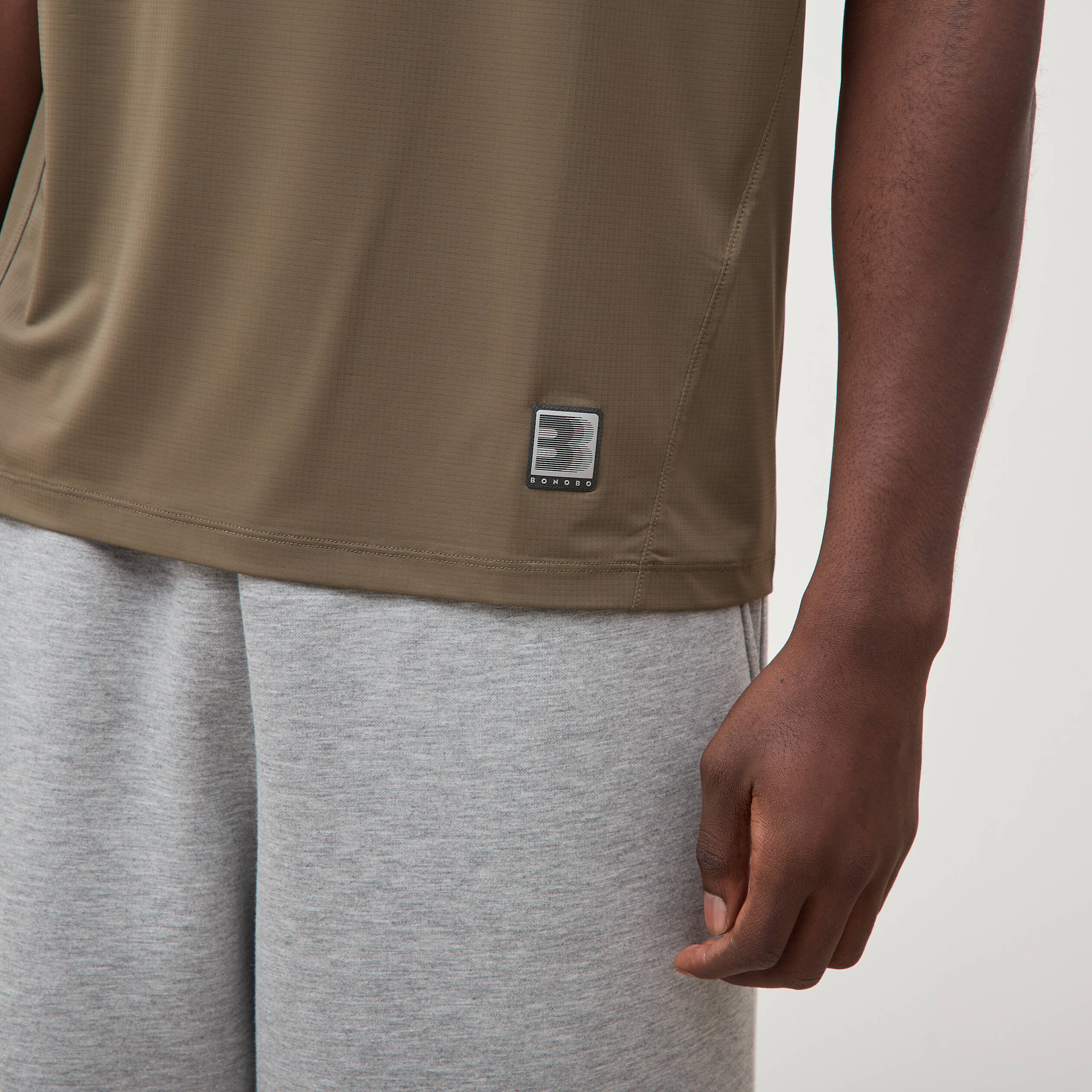T-shirt col rond manches courtes taupe homme