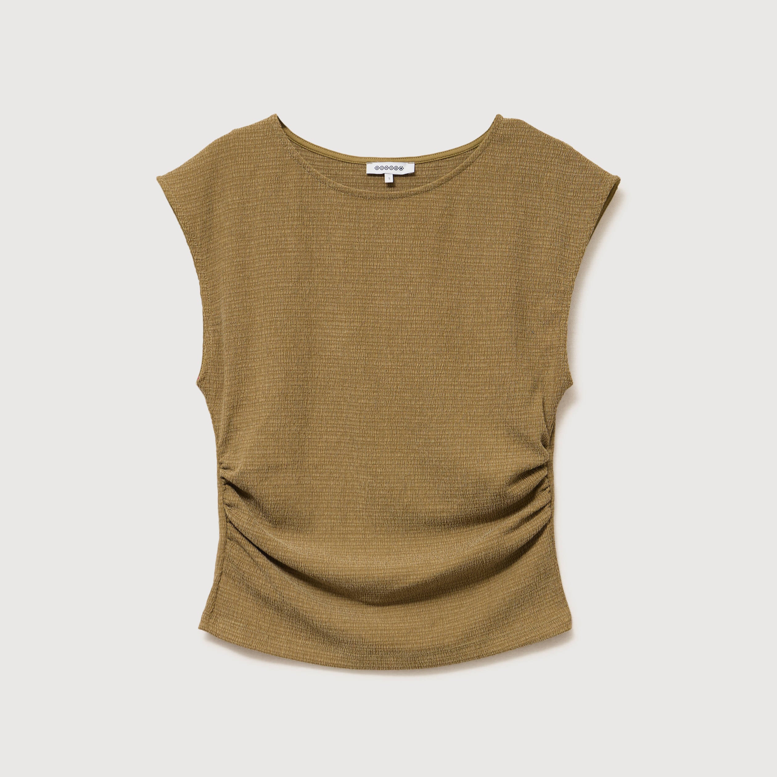 T-shirt ajust&eacute; sans manches vert kaki femme