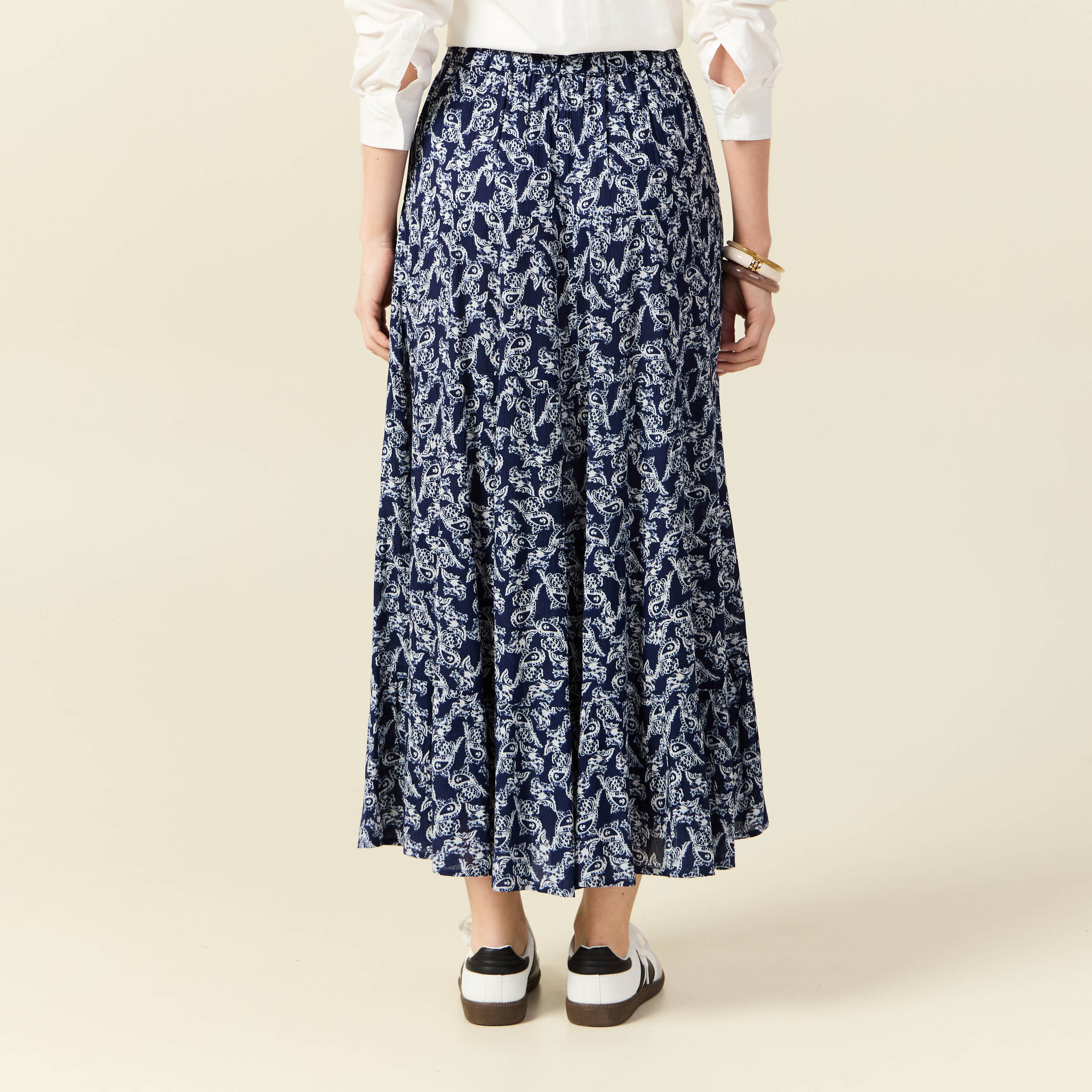 jupe longue droite fluide bleu marine femme Jupe longue droite fluide bleu marine femme