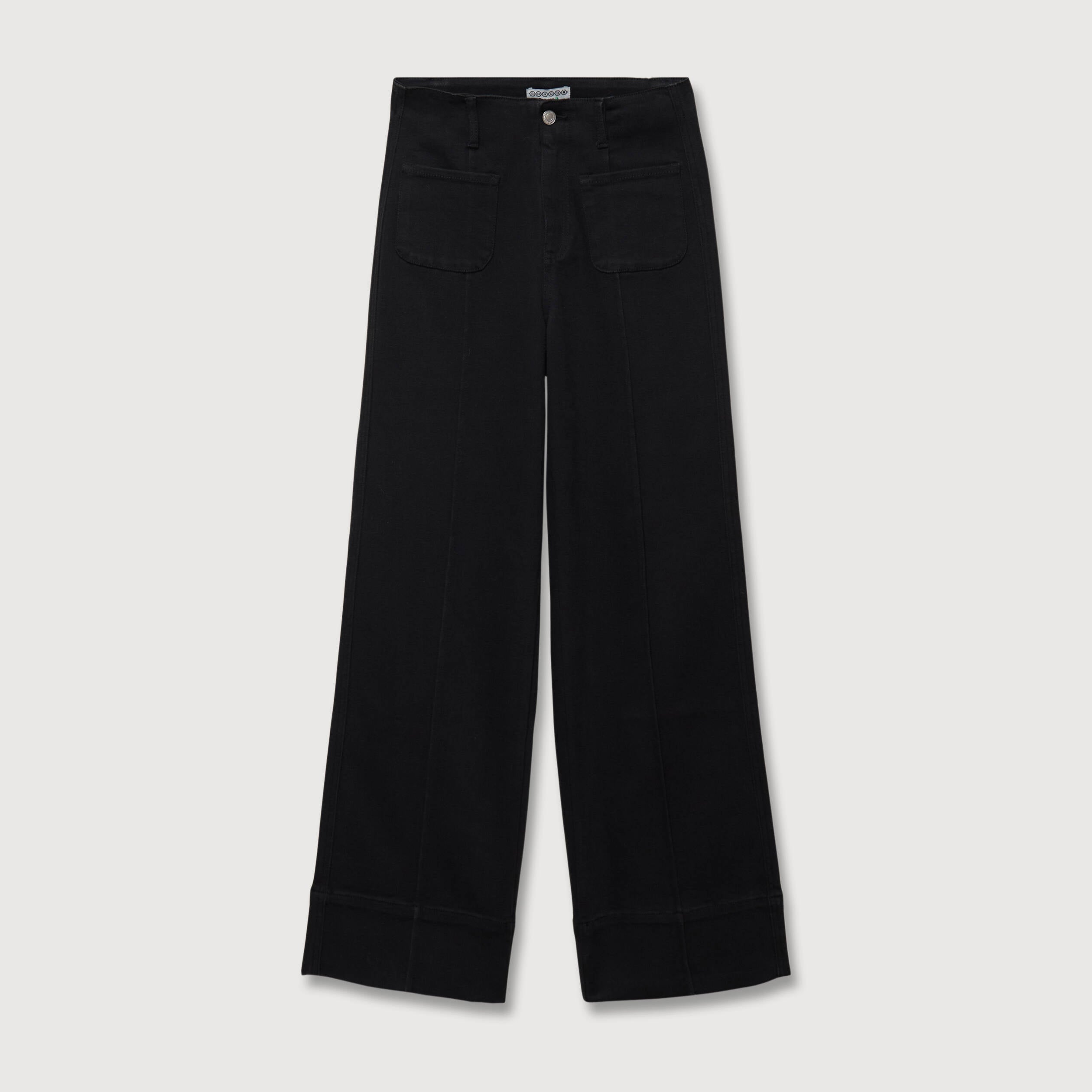 Jeans wide large taille haute denim noir femme