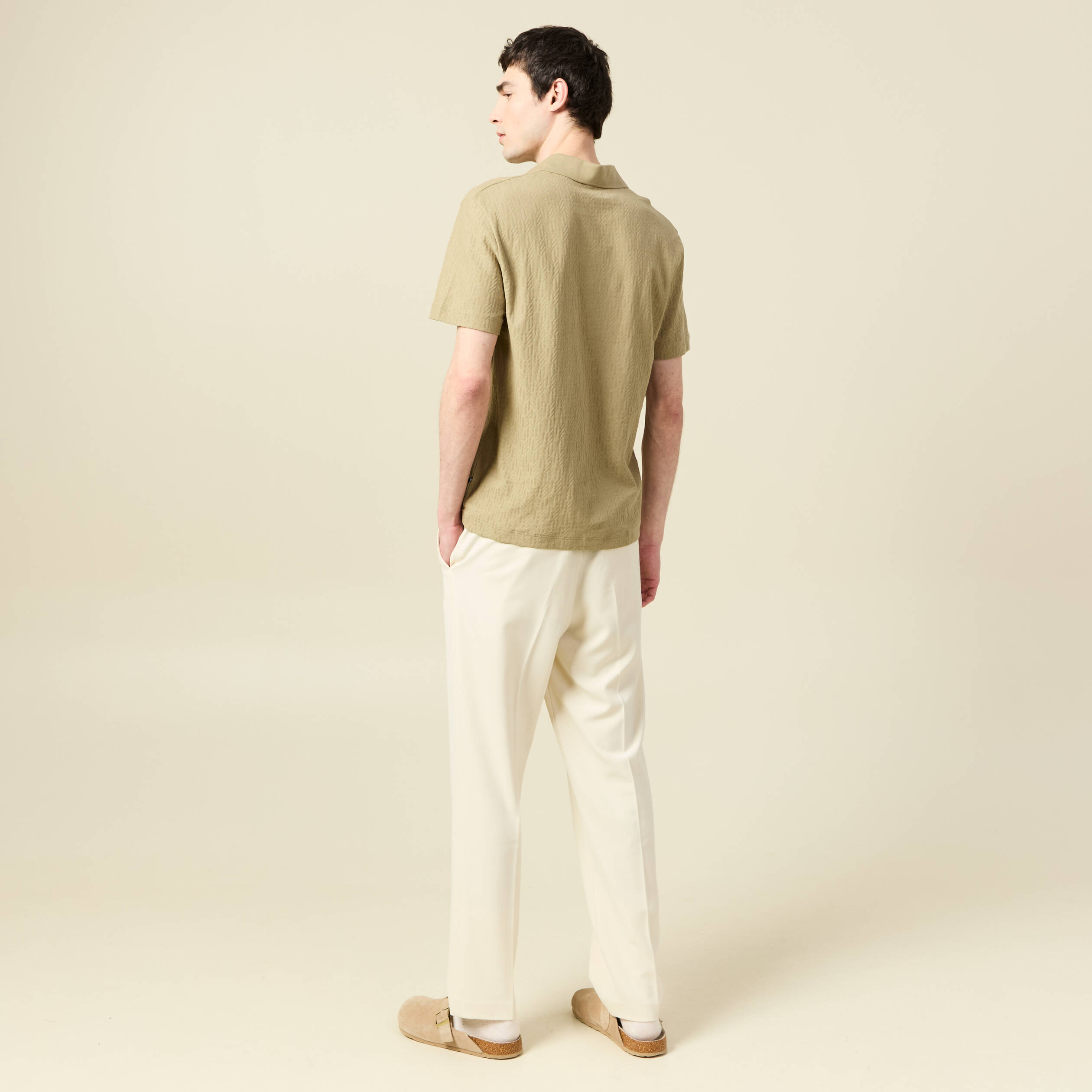 Polo manches courtes vert olive homme