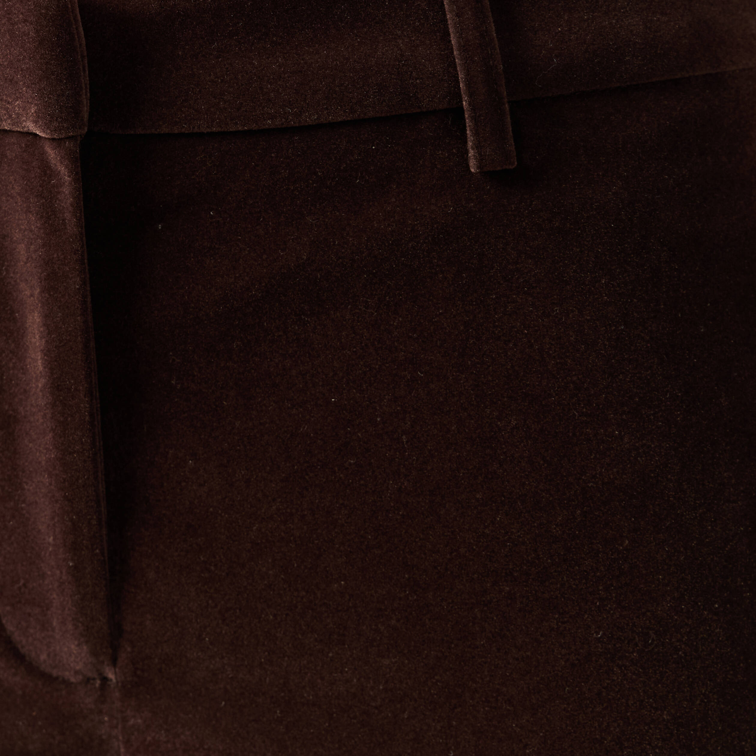 Pantalon flare taille haute en velours marron fonc&eacute; femme