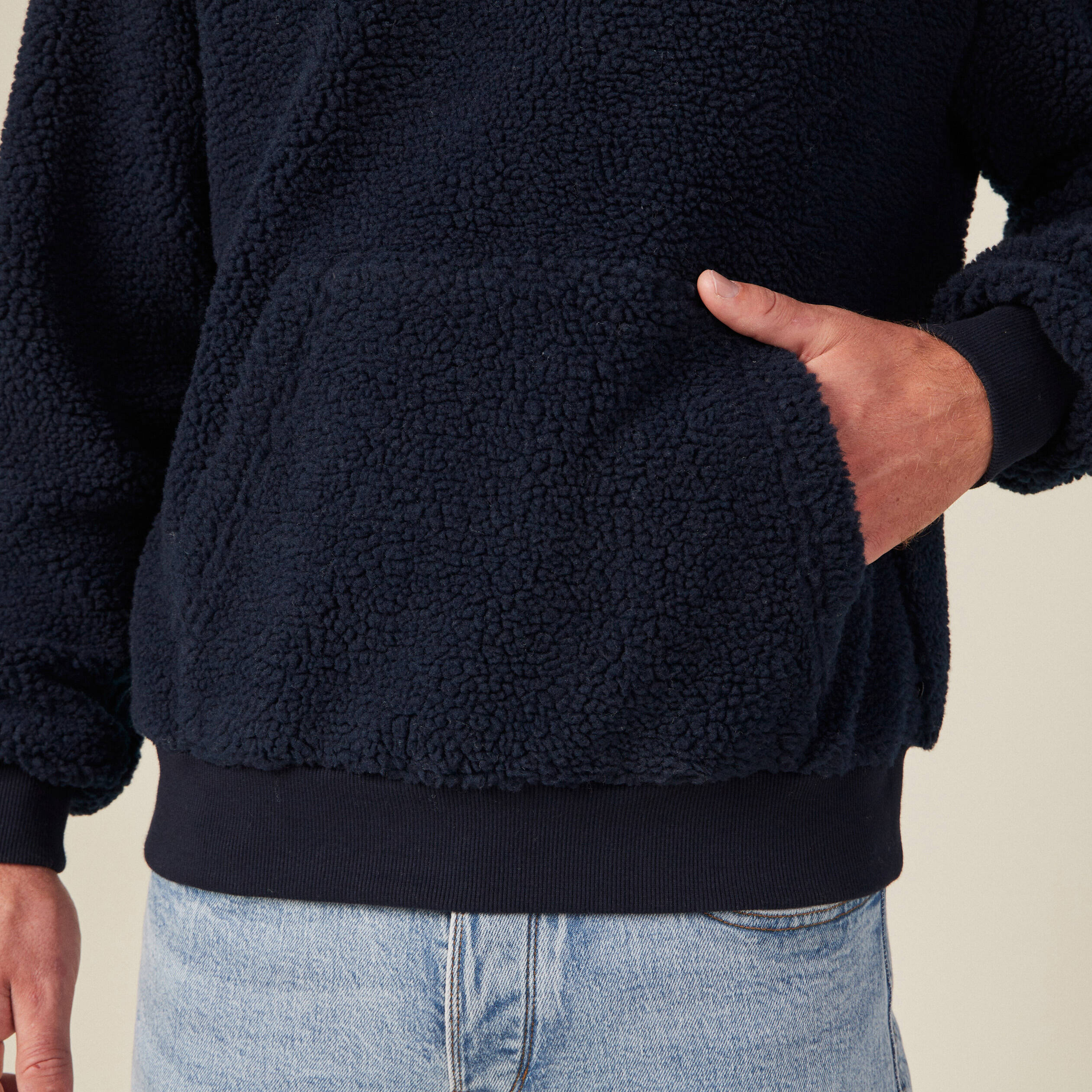 sweat a capuche sherpa bleu marine homme Sweat à capuche sherpa bleu marine homme